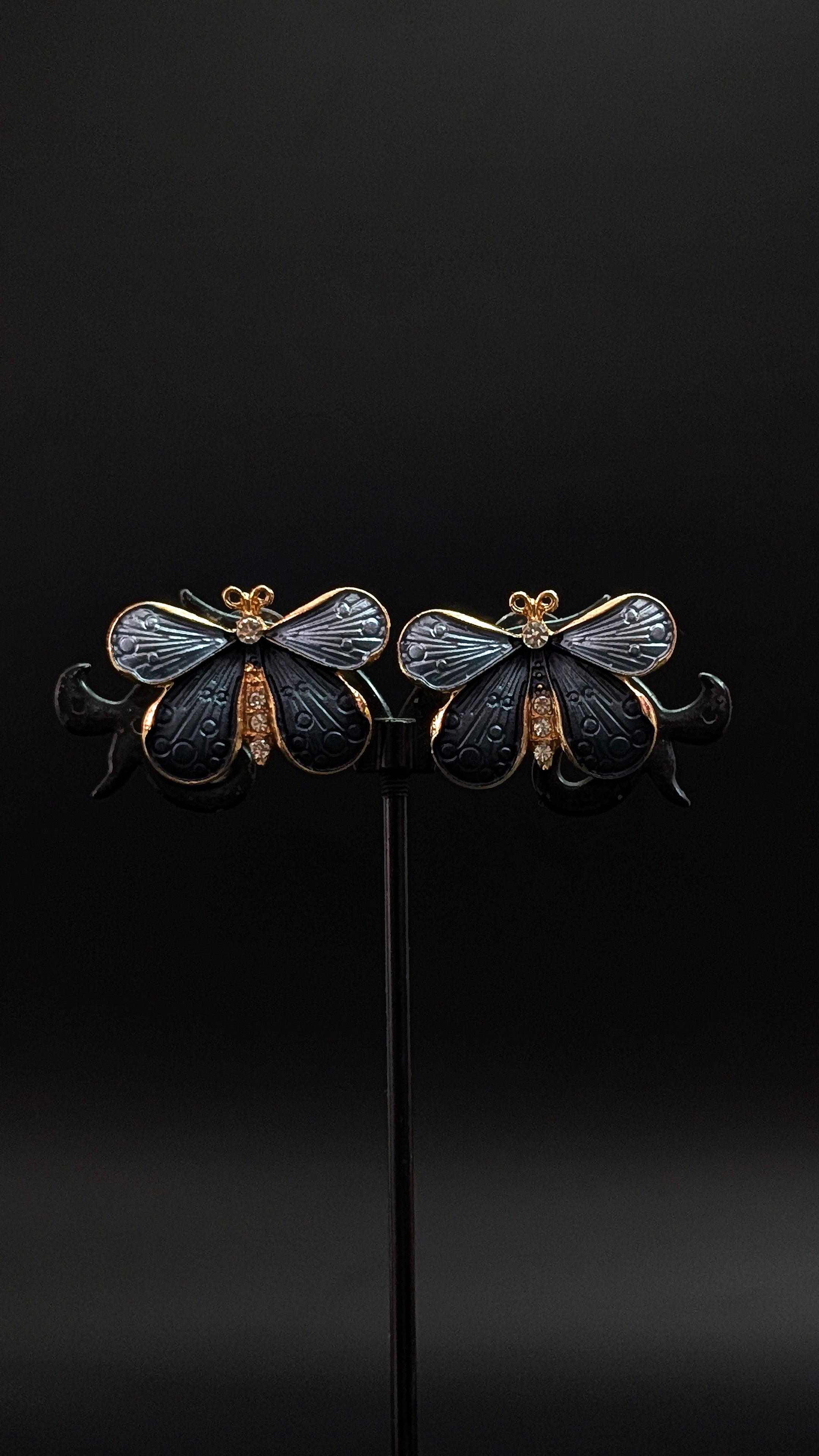 Grey Butterfly Enamel Stud Earrings