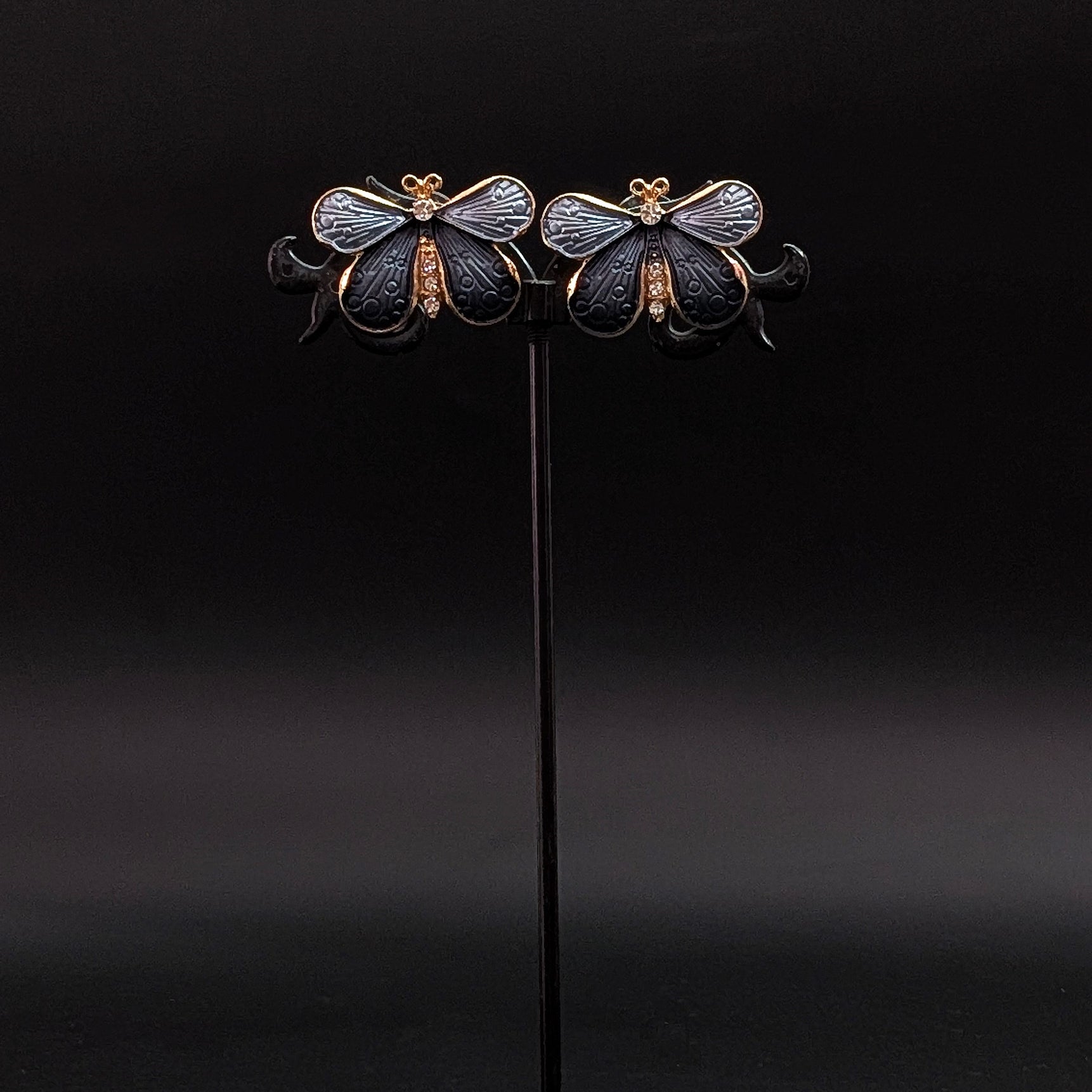 Grey Butterfly Enamel Stud Earrings