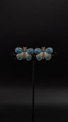 Blue & Teal Butterfly Enamel Stud Earrings