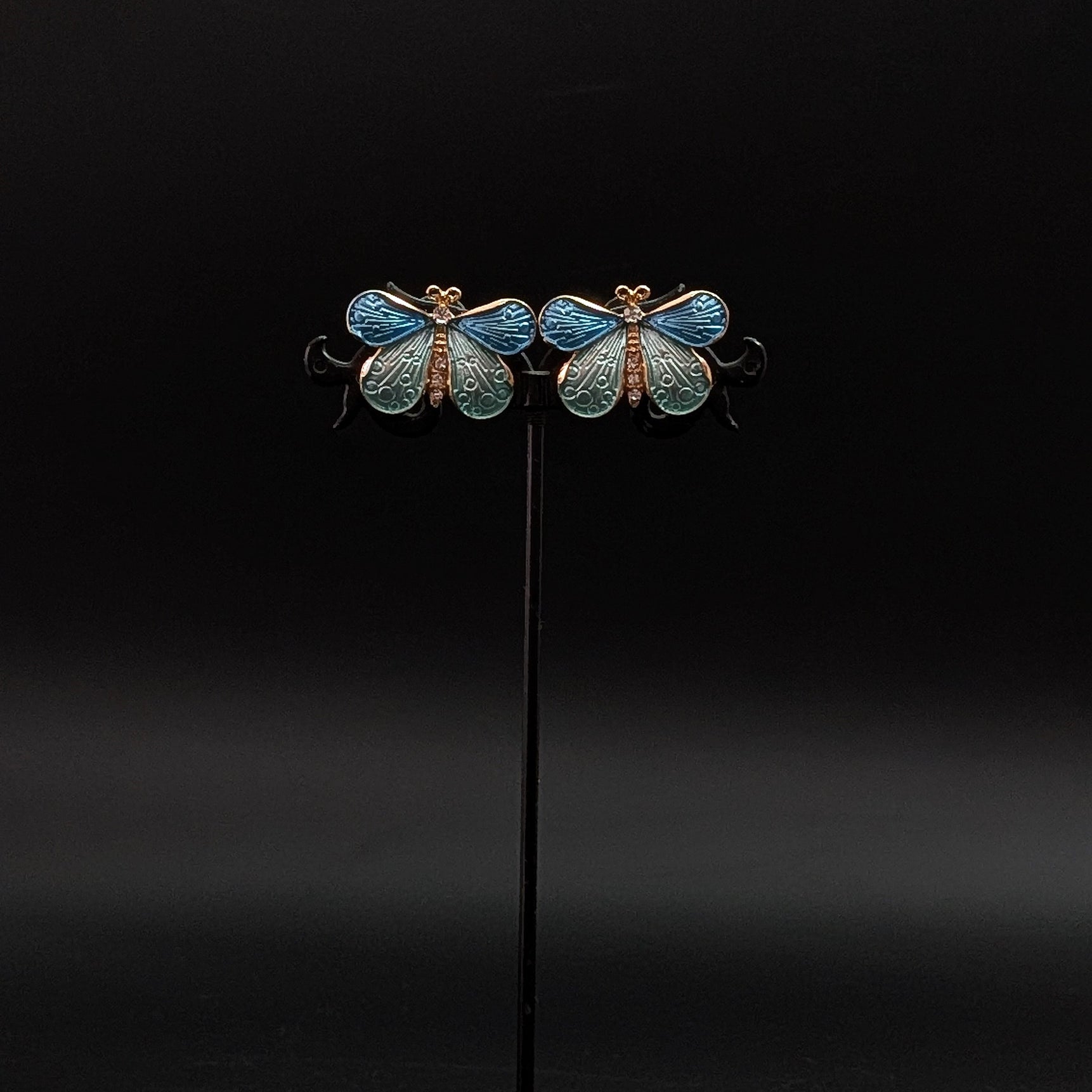 Blue & Teal Butterfly Enamel Stud Earrings