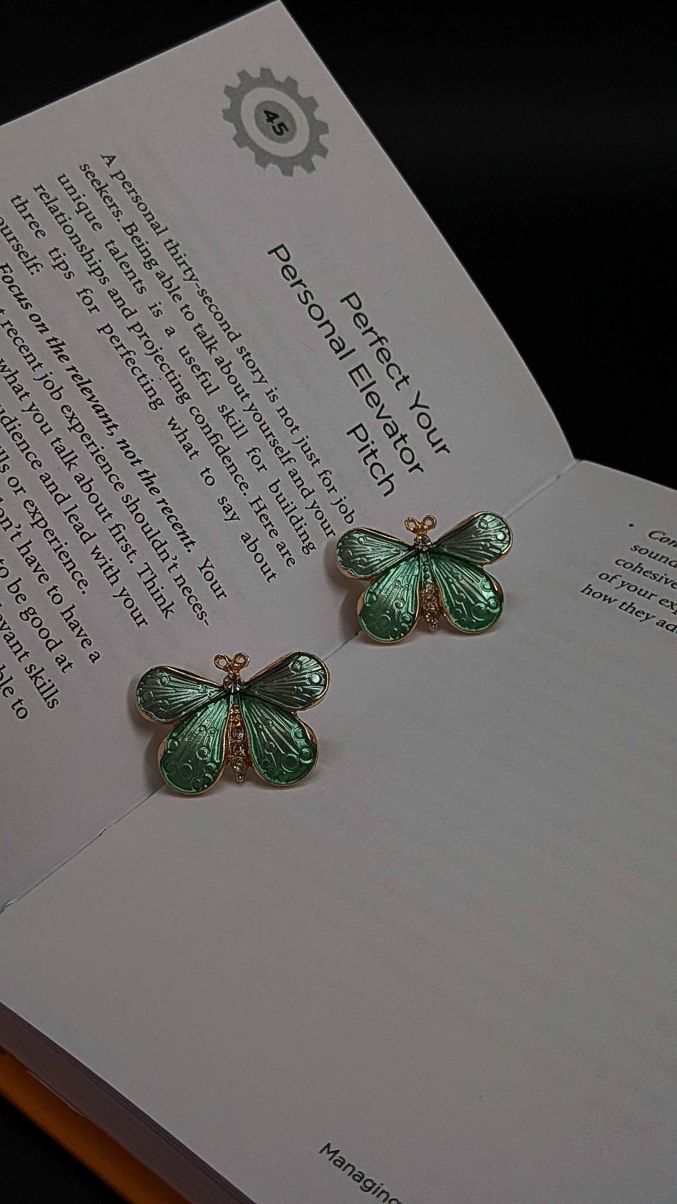 Green Butterfly Enamel Stud Earrings