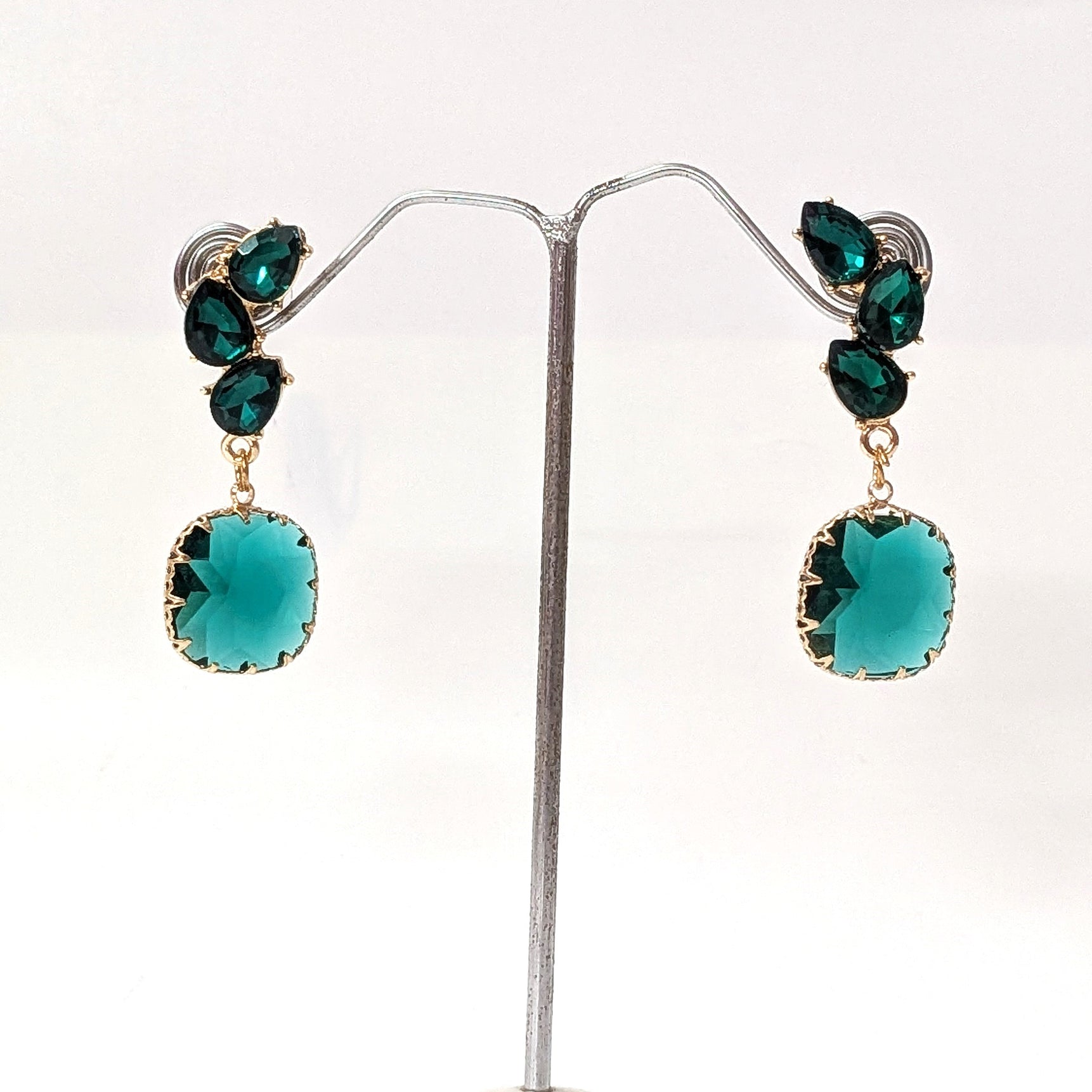 Emerald Green Crystal Earrings.