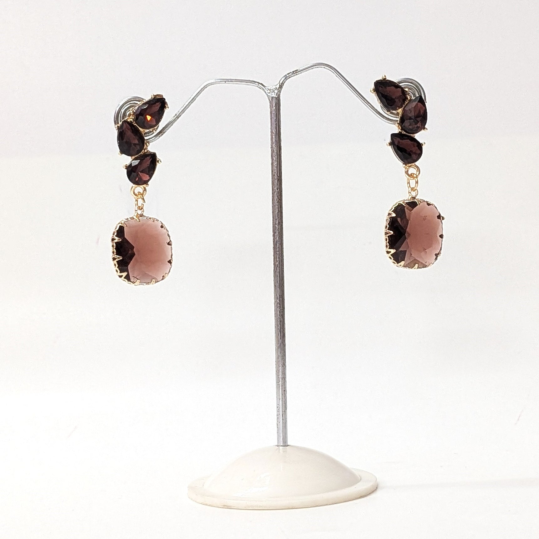 Brown Crystal Drop Earrings
