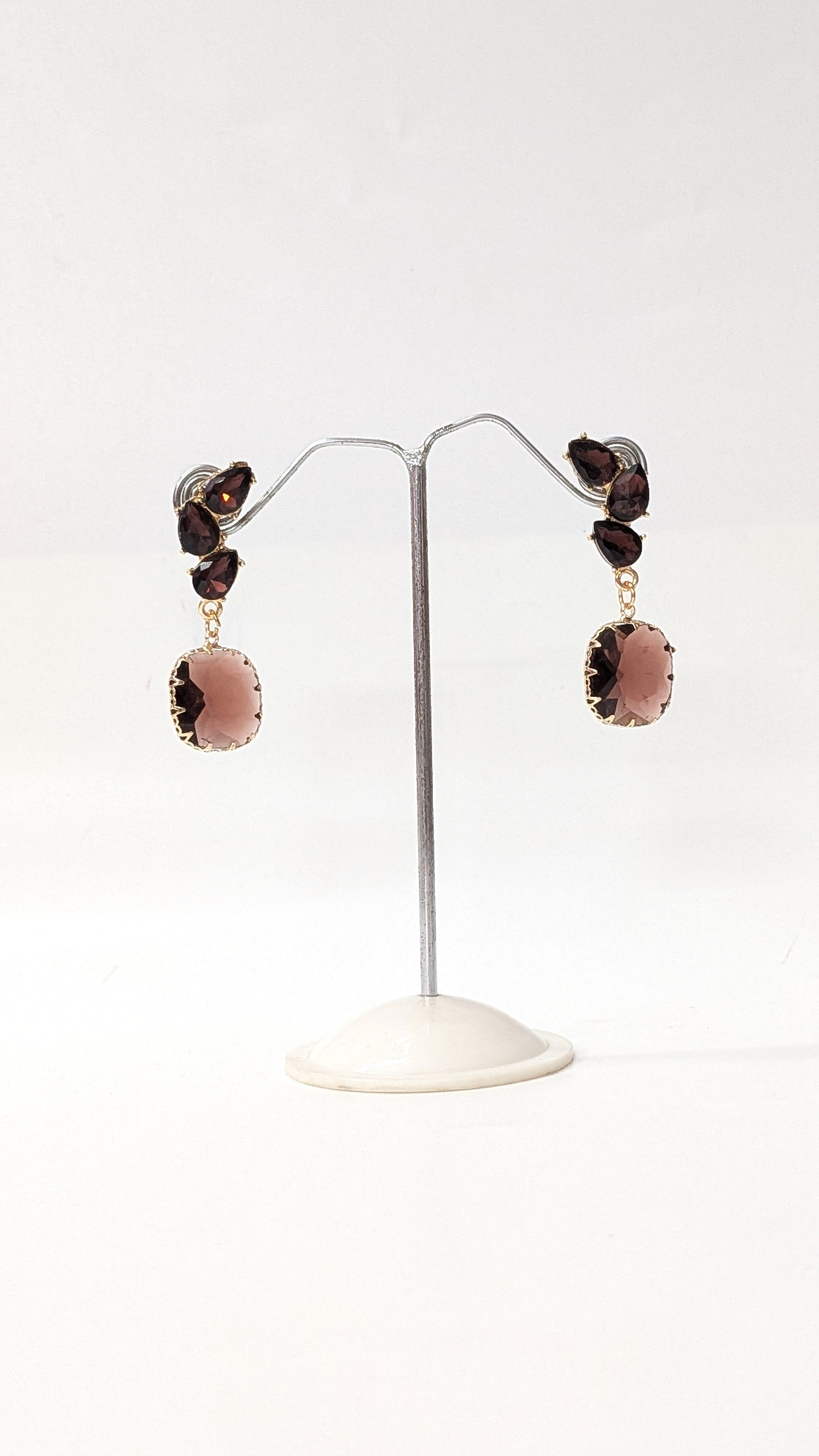 Brown Crystal Drop Earrings
