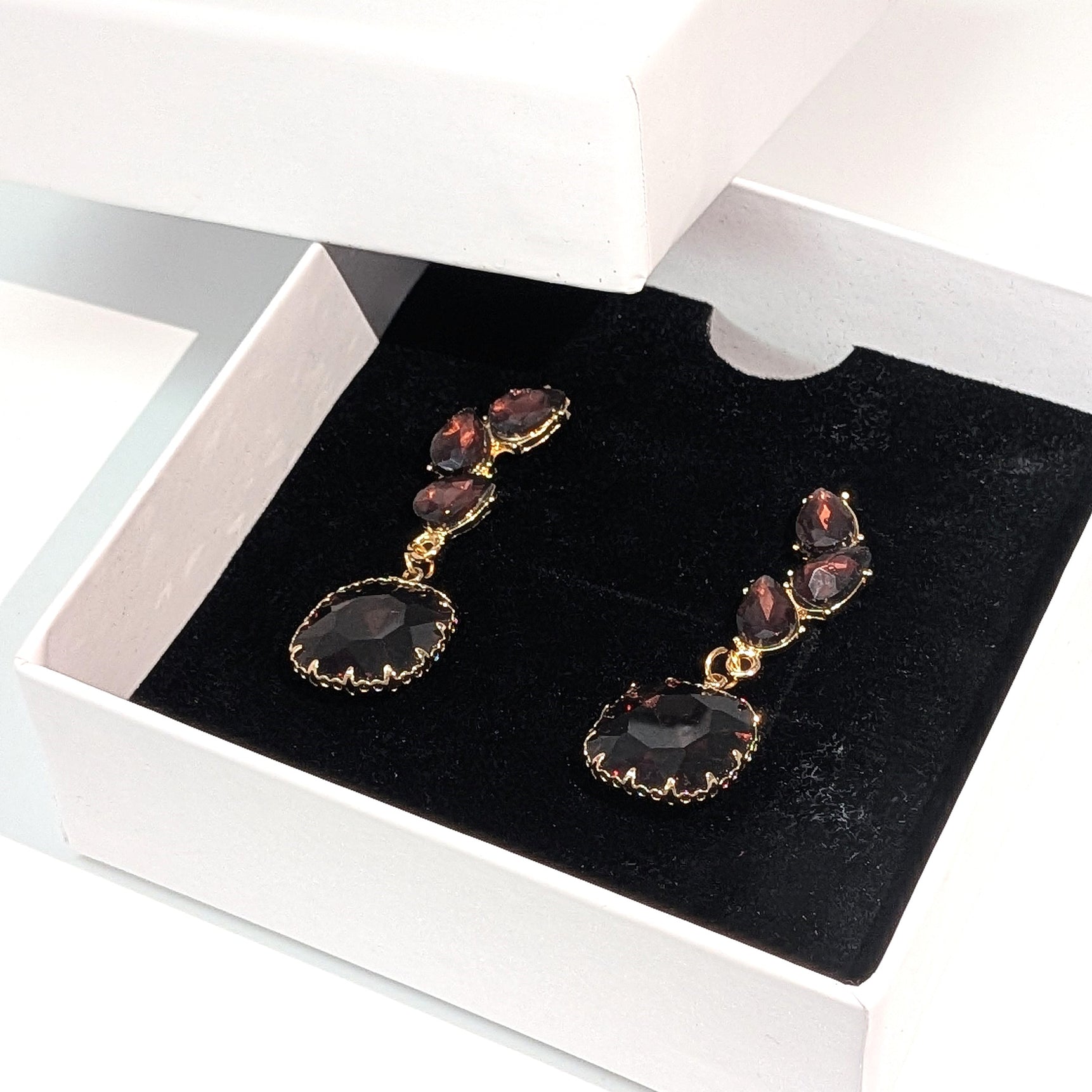 Brown Crystal Drop Earrings