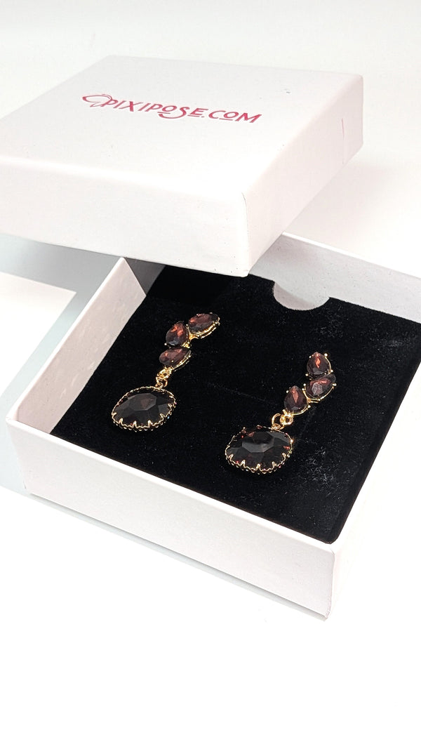 Brown Crystal Drop Earrings