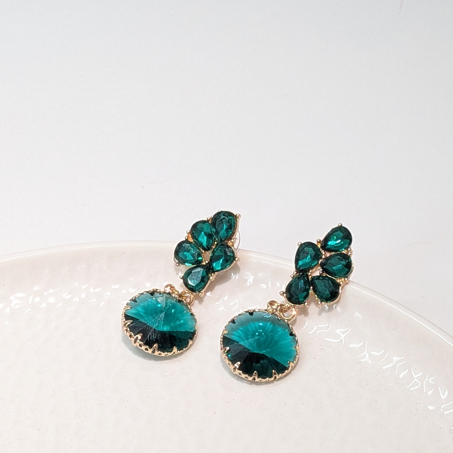 Emerald Green Crystal Drop Earrings