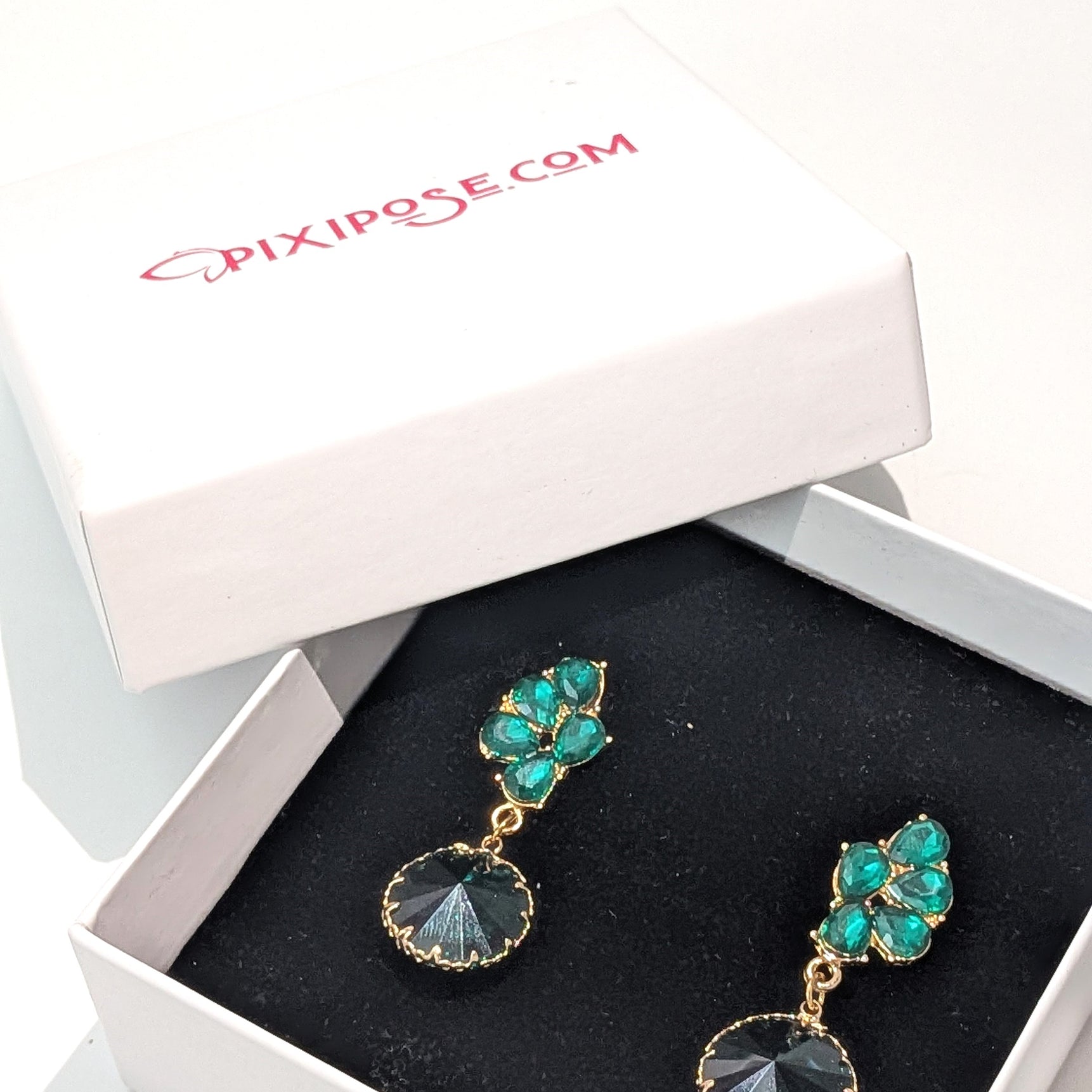 Emerald Green Crystal Drop Earrings