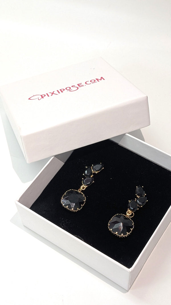 Black Crystal Statement Earrings