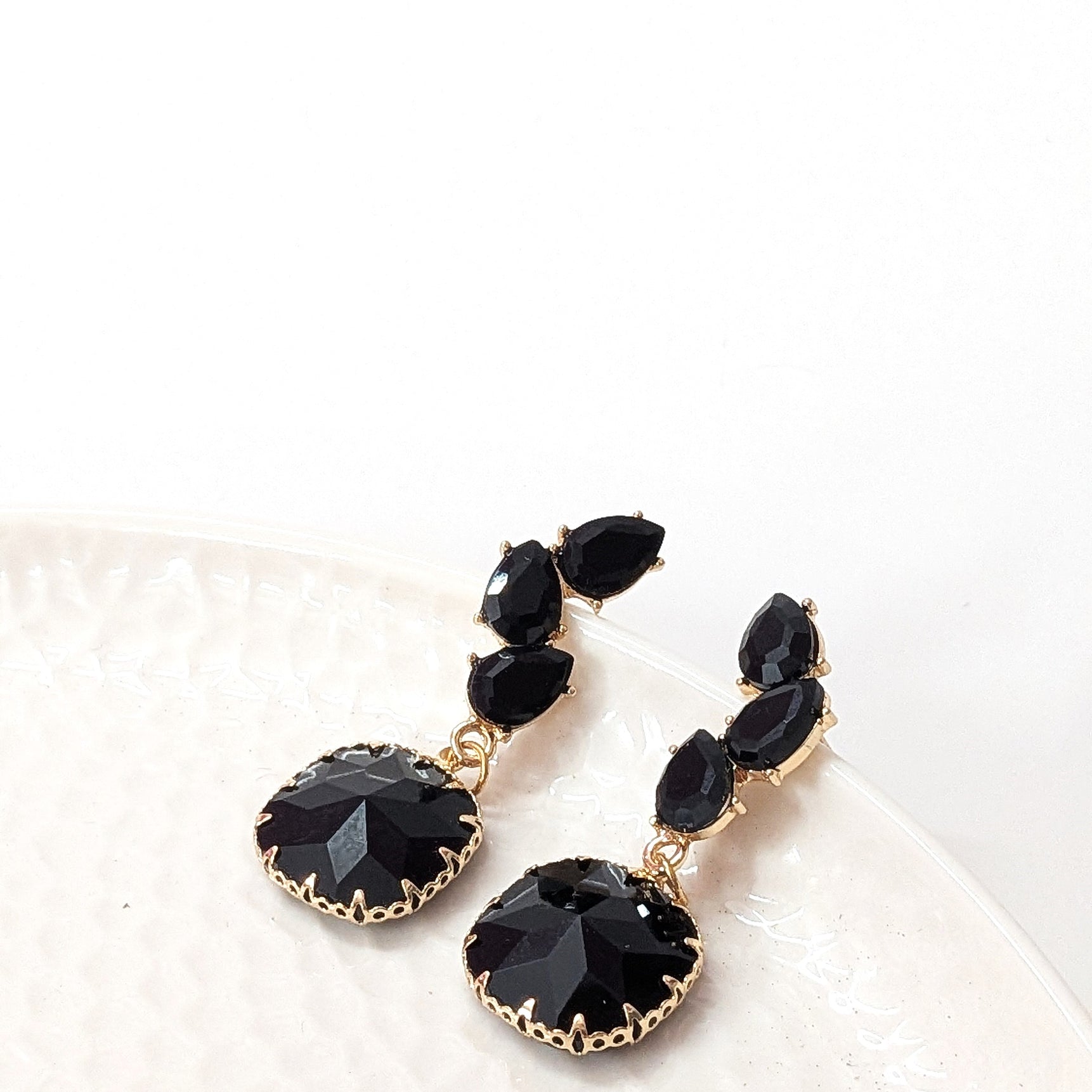 Black Crystal Statement Earrings