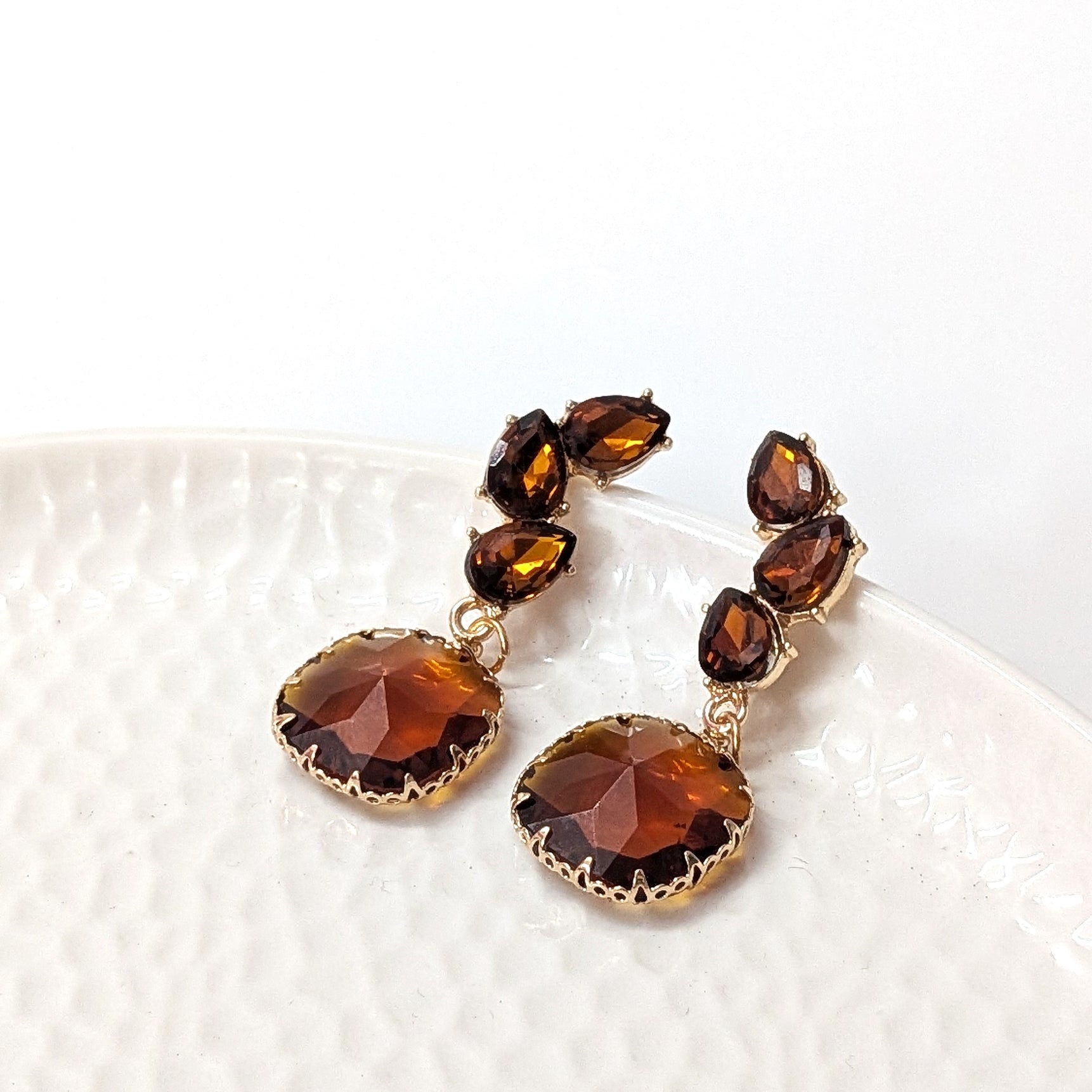 Vintage Amber Drop Earrings
