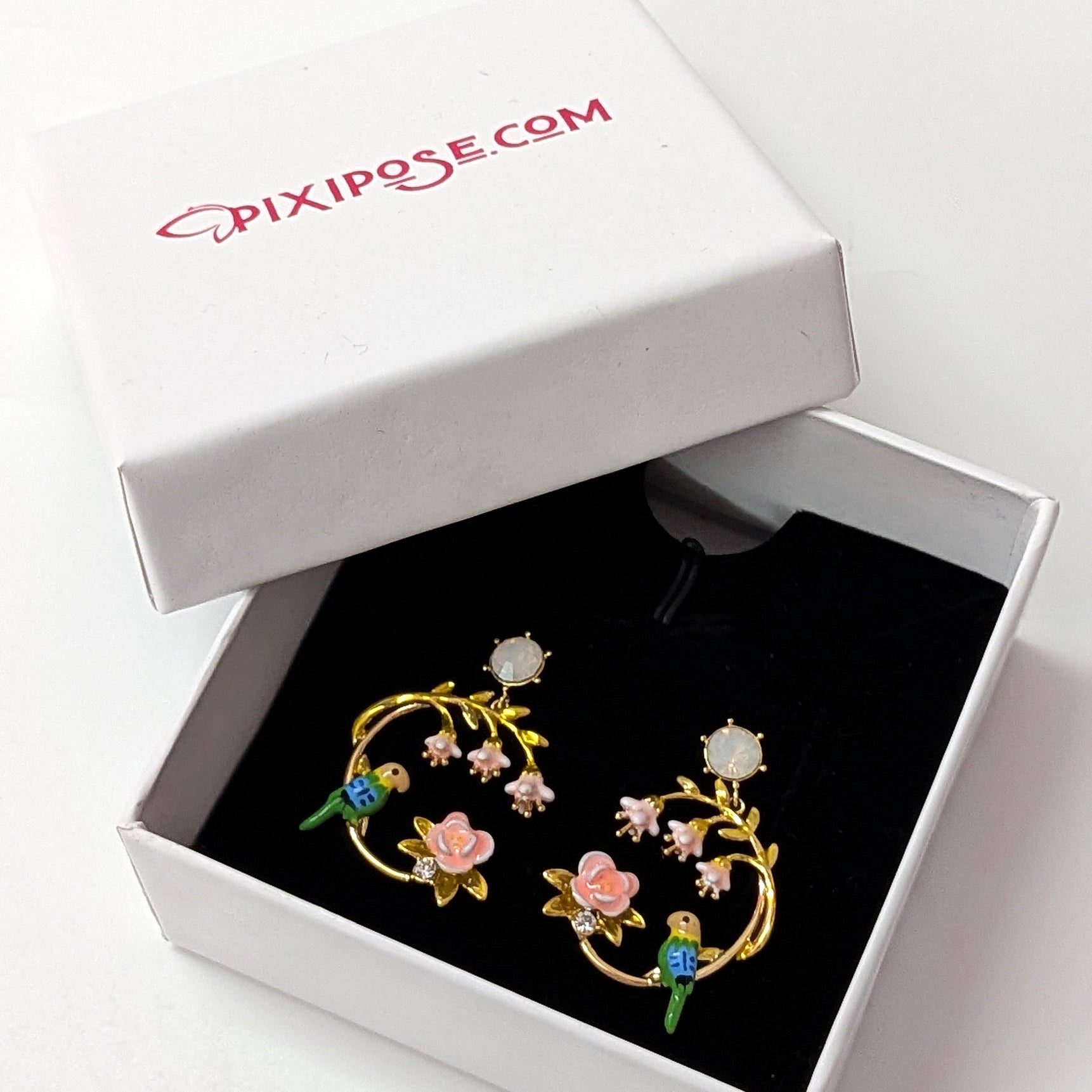 Pastel Floral Hoop Earrings Cute Dainty Gold Earrings