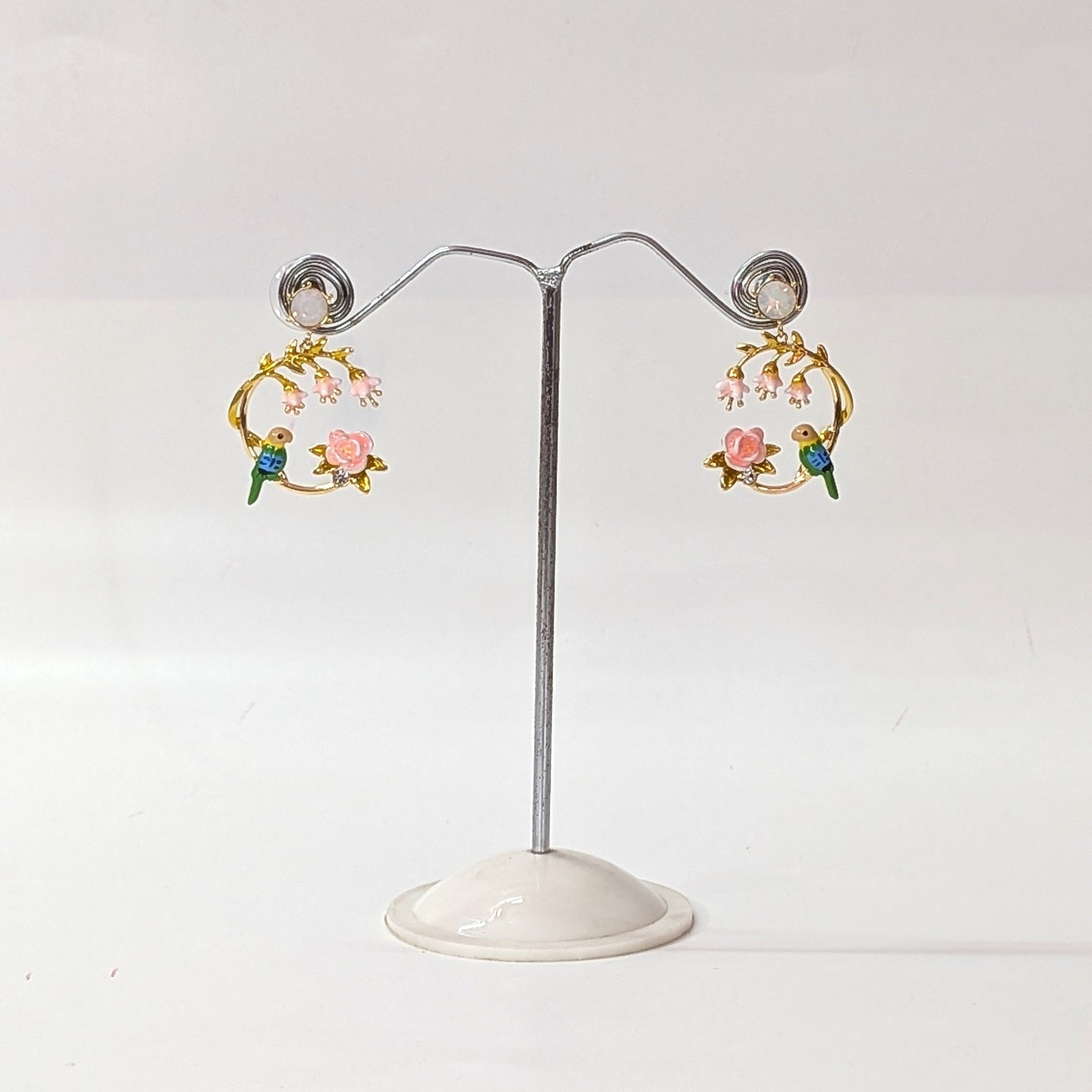 Pastel Floral Hoop Earrings Cute Dainty Gold Earrings