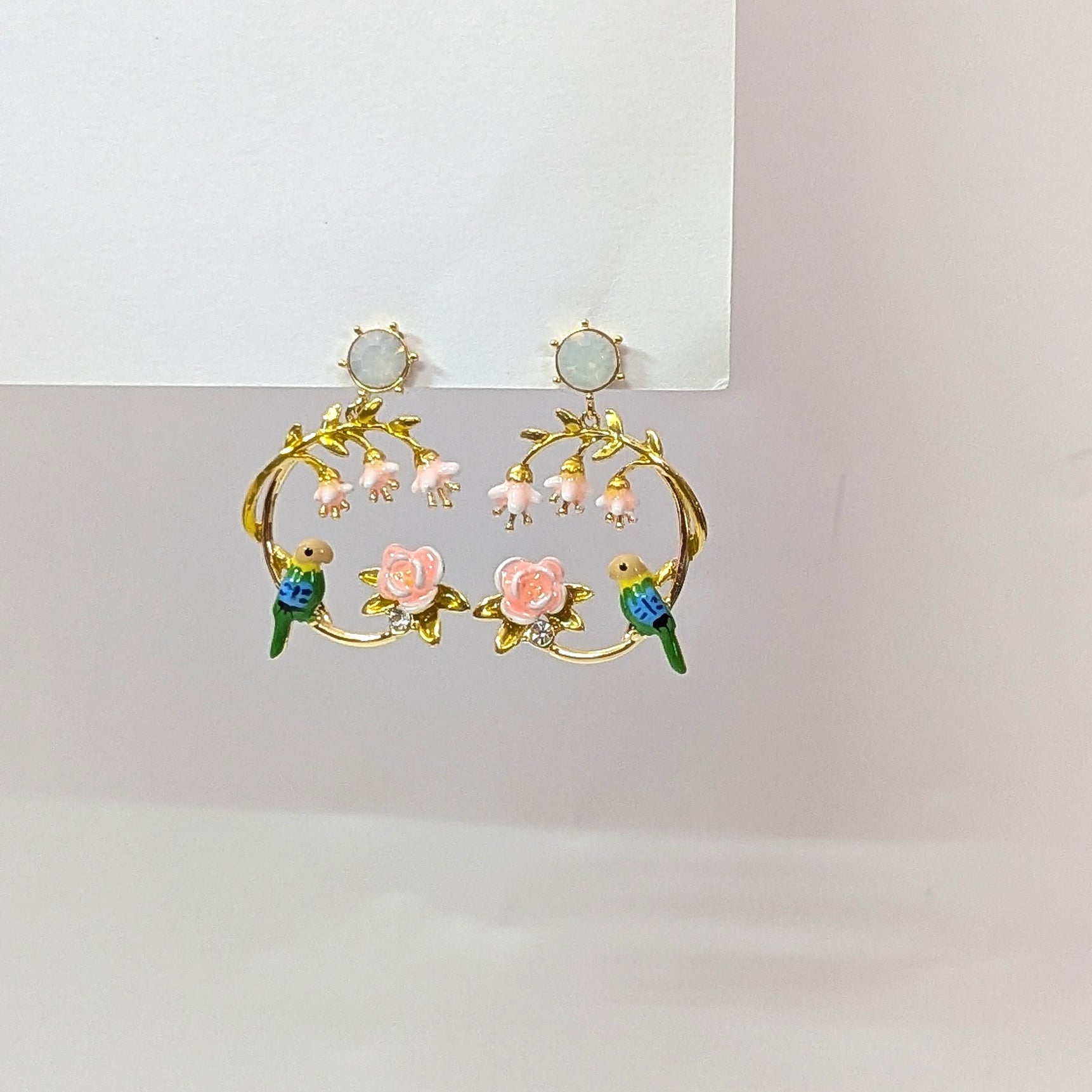 Pastel Floral Hoop Earrings Cute Dainty Gold Earrings