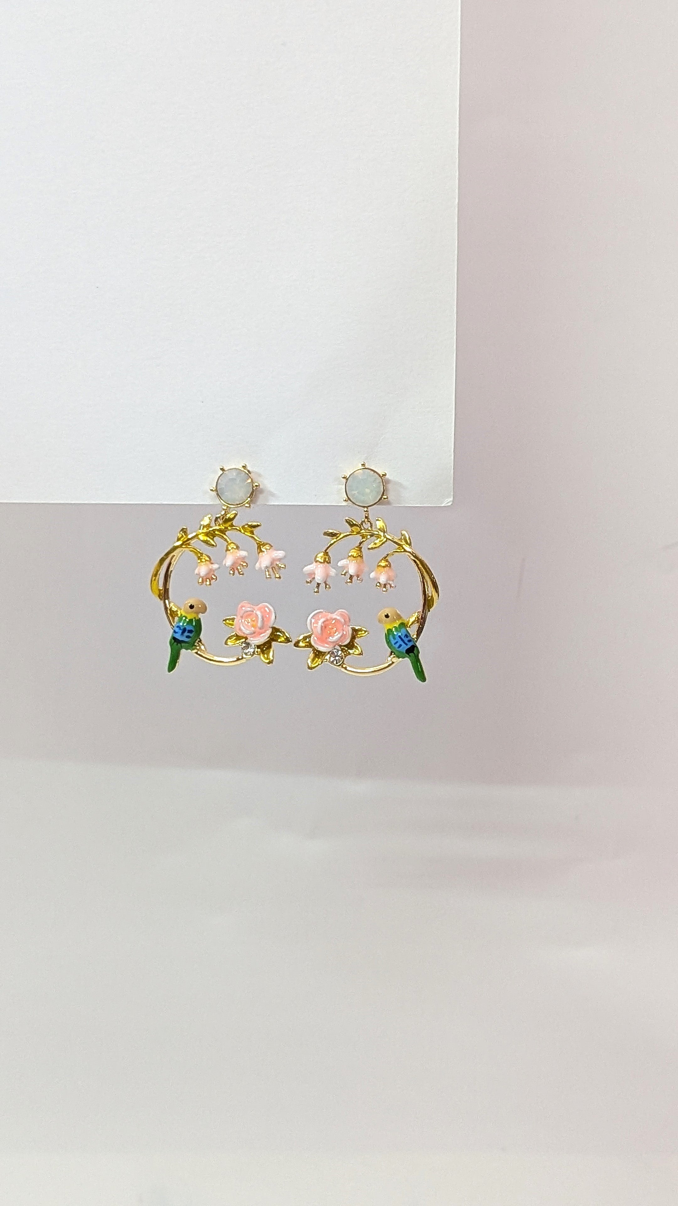 Pastel Floral Hoop Earrings Cute Dainty Gold Earrings