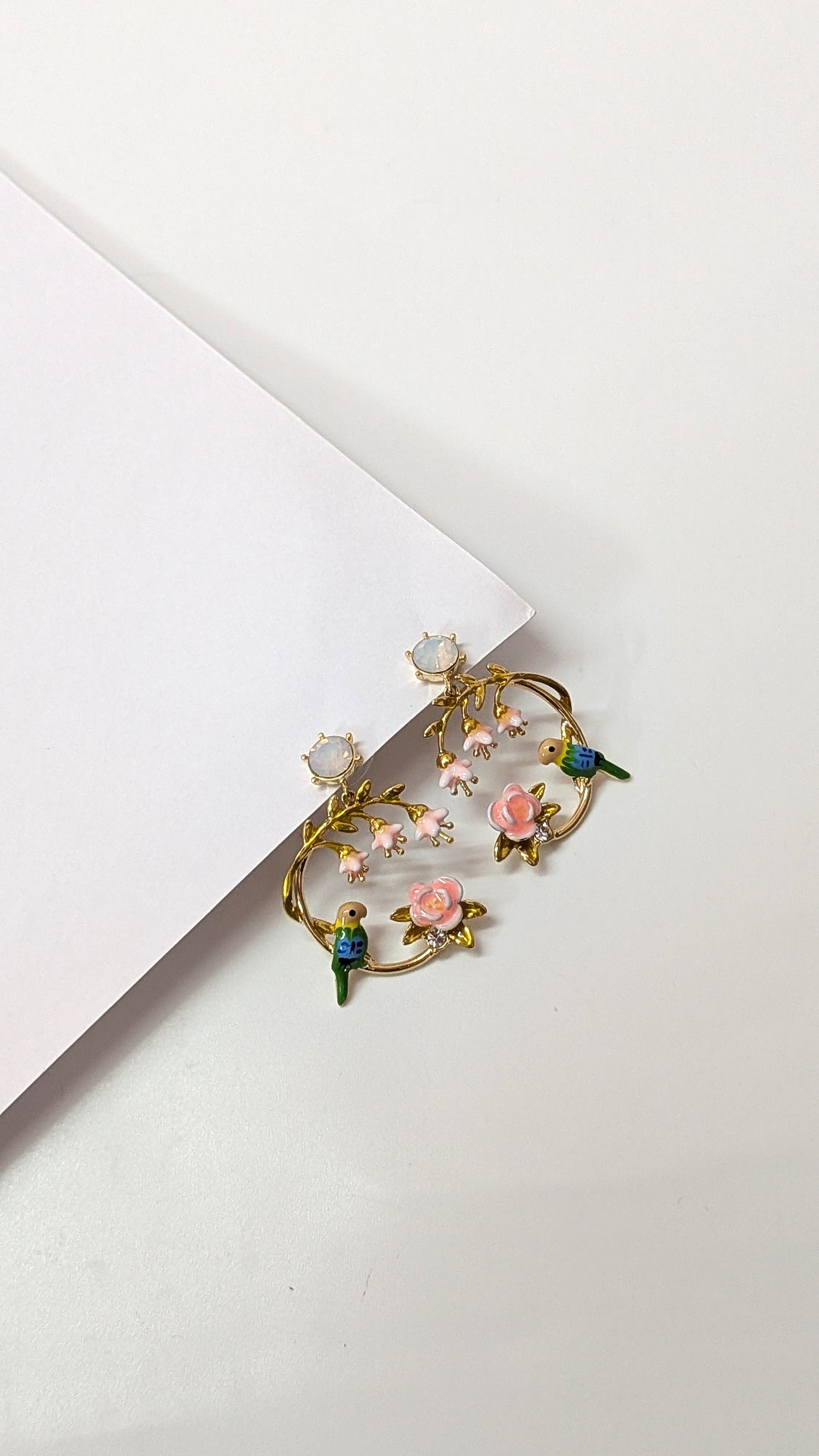 Pastel Floral Hoop Earrings Cute Dainty Gold Earrings