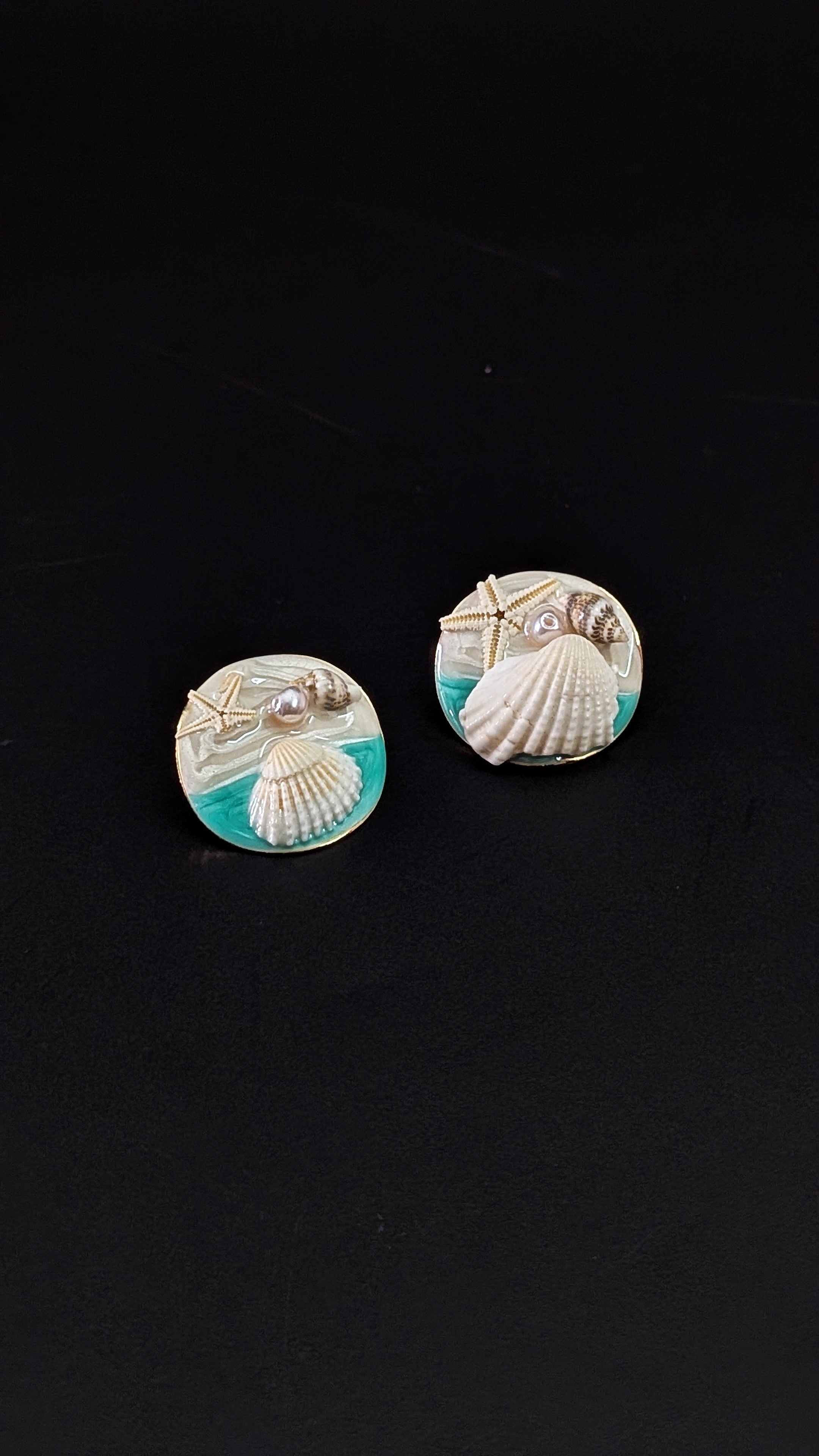 Ocean-Inspired Mint green Seashell Stud Earrings