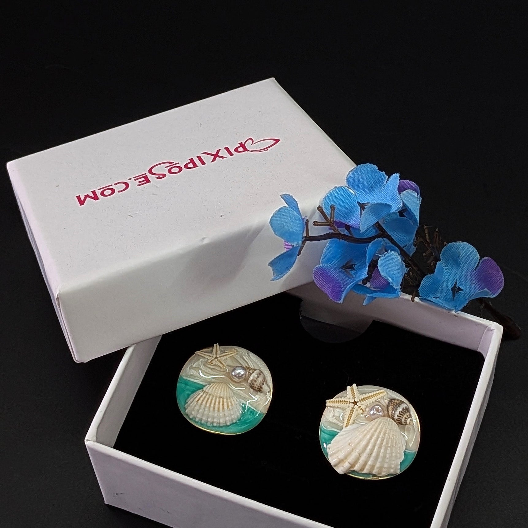 Ocean-Inspired Mint green Seashell Stud Earrings