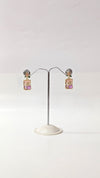 Pink & Purple Elegant Floral Enamel Vintage Drop Earrings