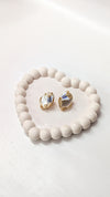 White Stone Butterfly Elegant Gold Finish Stud Earrings