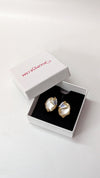 White Stone Butterfly Elegant Gold Finish Stud Earrings
