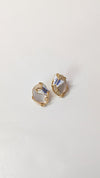 White Stone Butterfly Elegant Gold Finish Stud Earrings