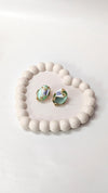 Green Stone Butterfly Elegant Gold Finish Stud Earrings