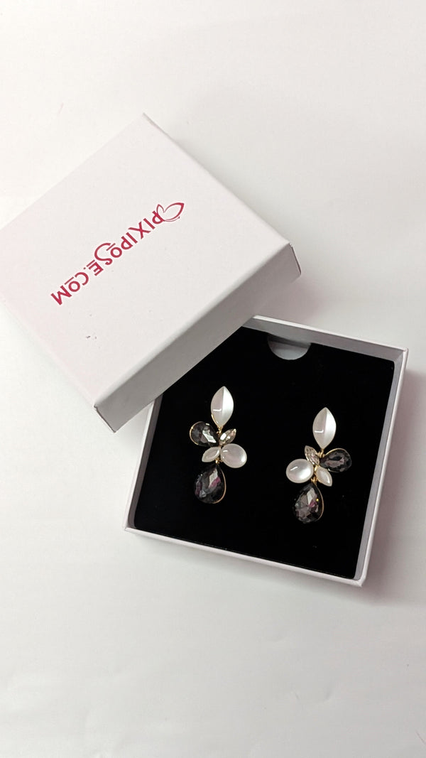 Elegant Black & White Teardrop Earrings