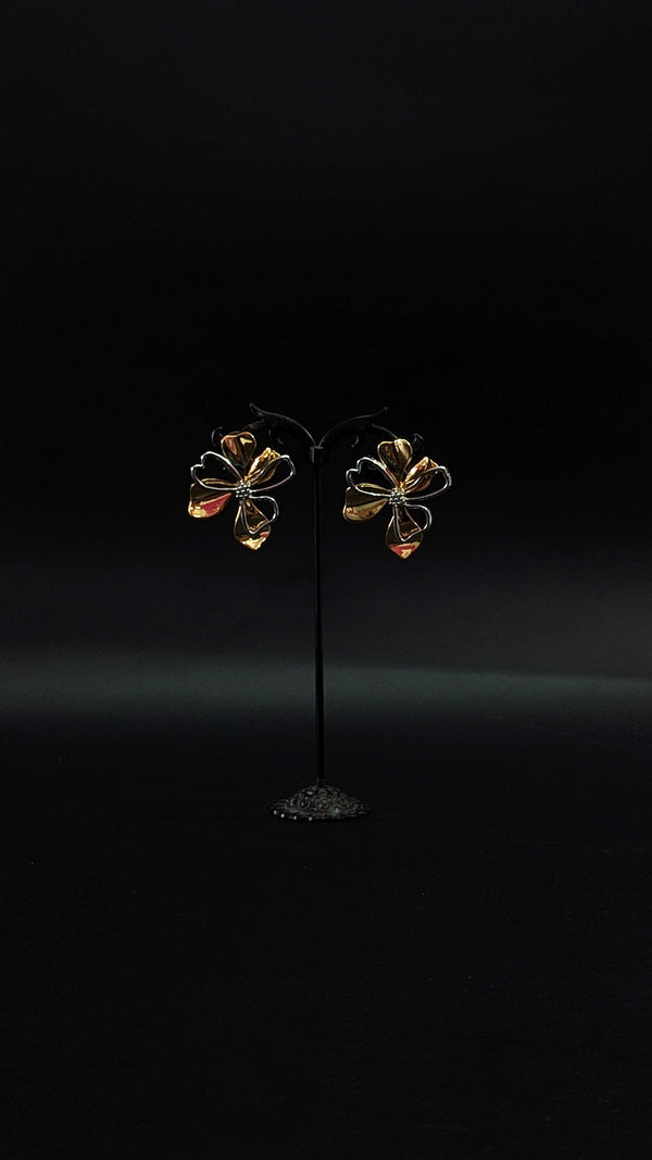 Golden Flower Stud Earrings