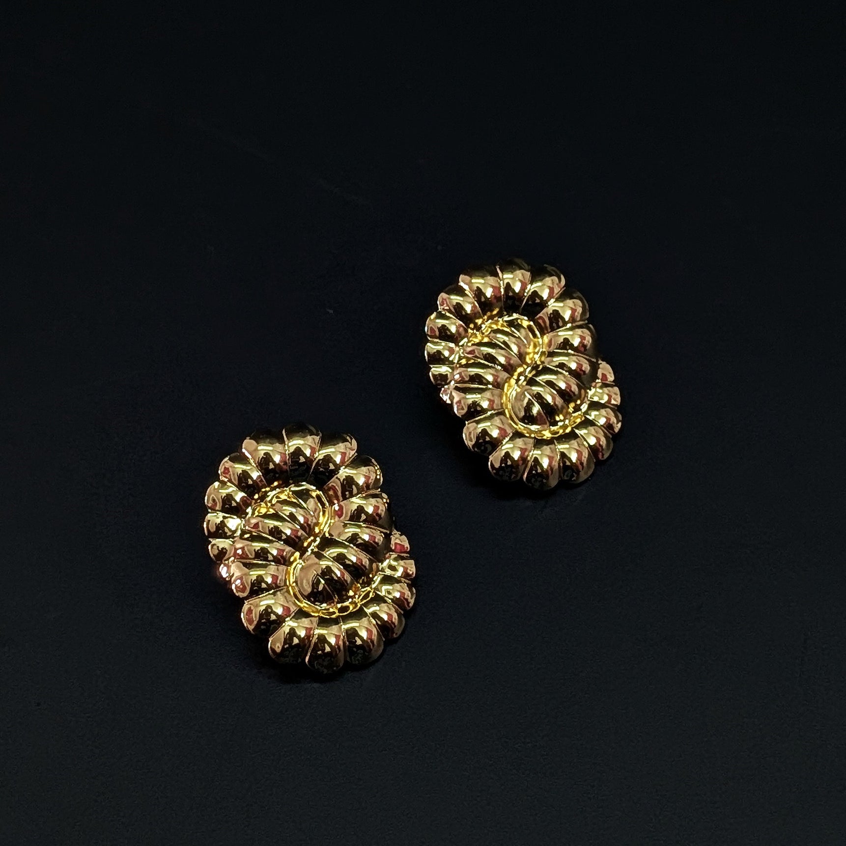 Golden Spiral Stud Earrings – Bold & Elegant Textured Design