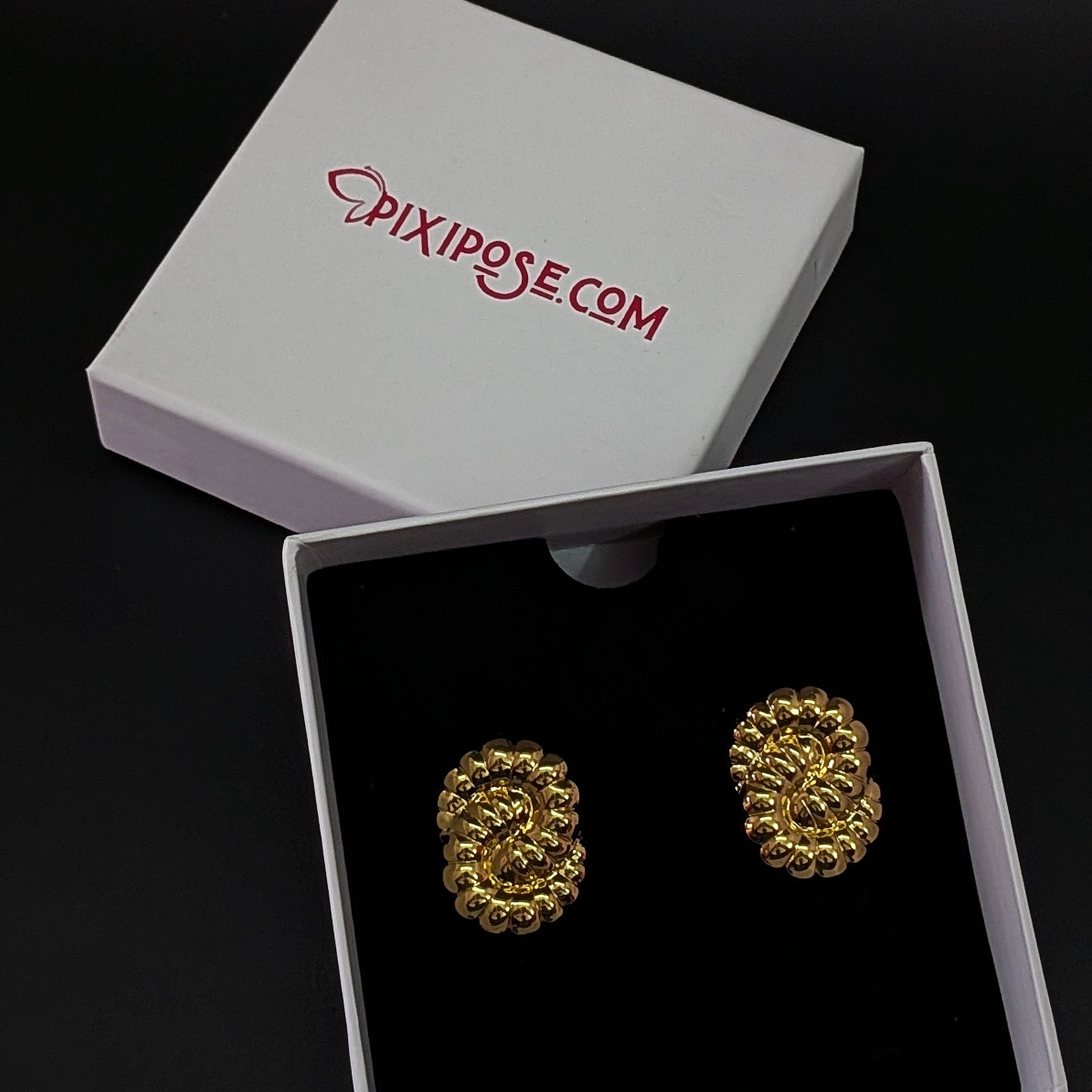 Golden Spiral Stud Earrings – Bold & Elegant Textured Design