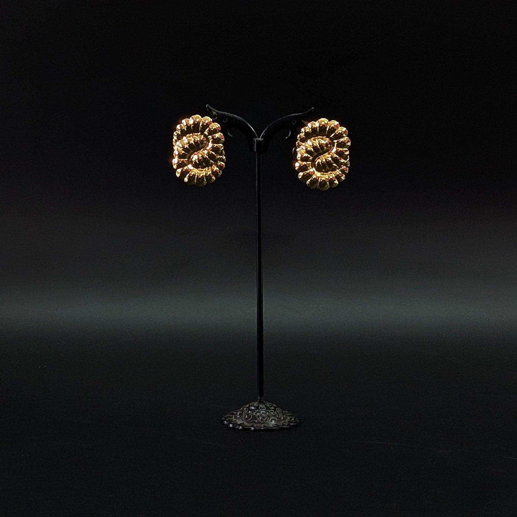 Golden Spiral Stud Earrings – Bold & Elegant Textured Design