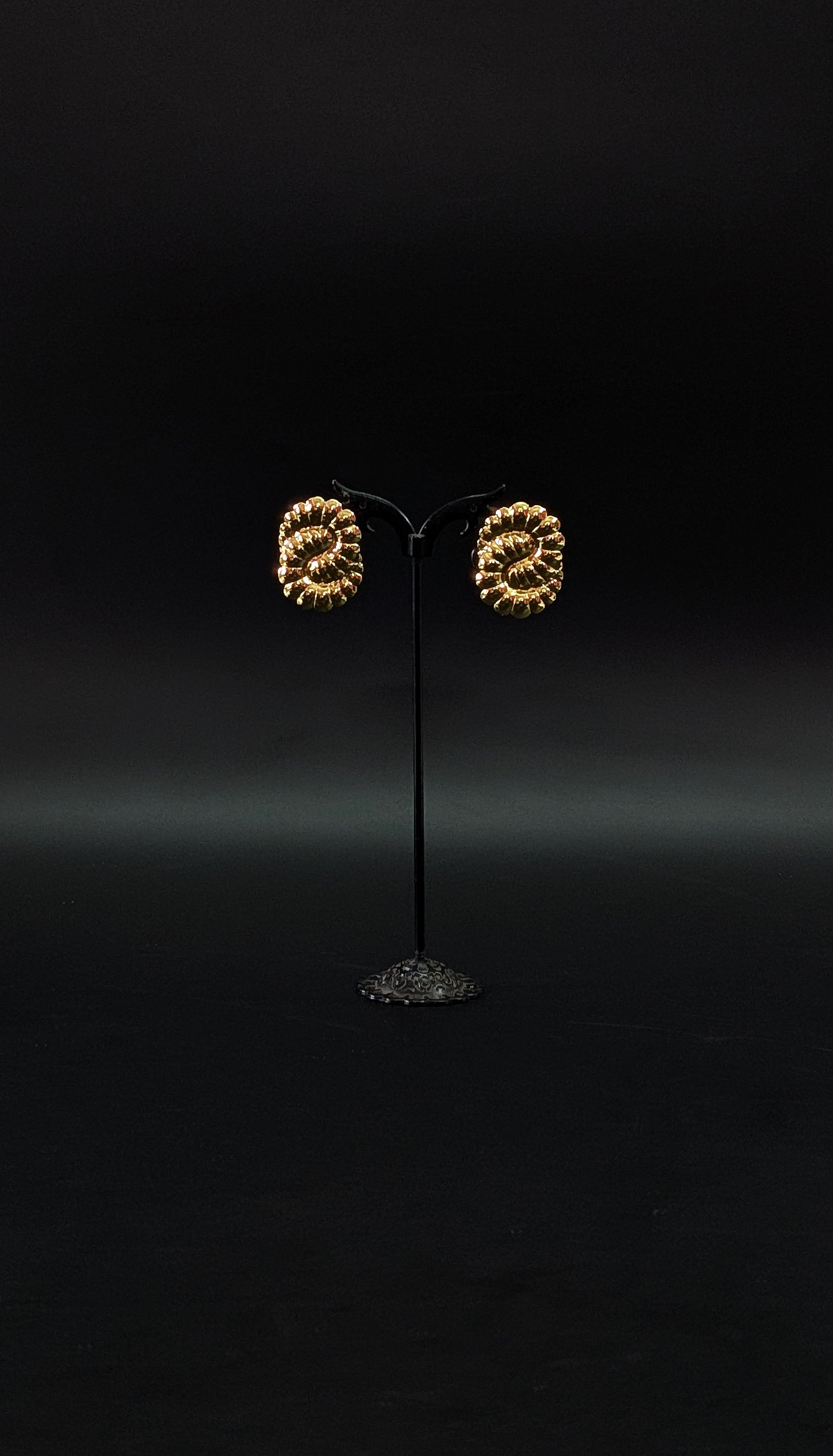 Golden Spiral Stud Earrings – Bold & Elegant Textured Design