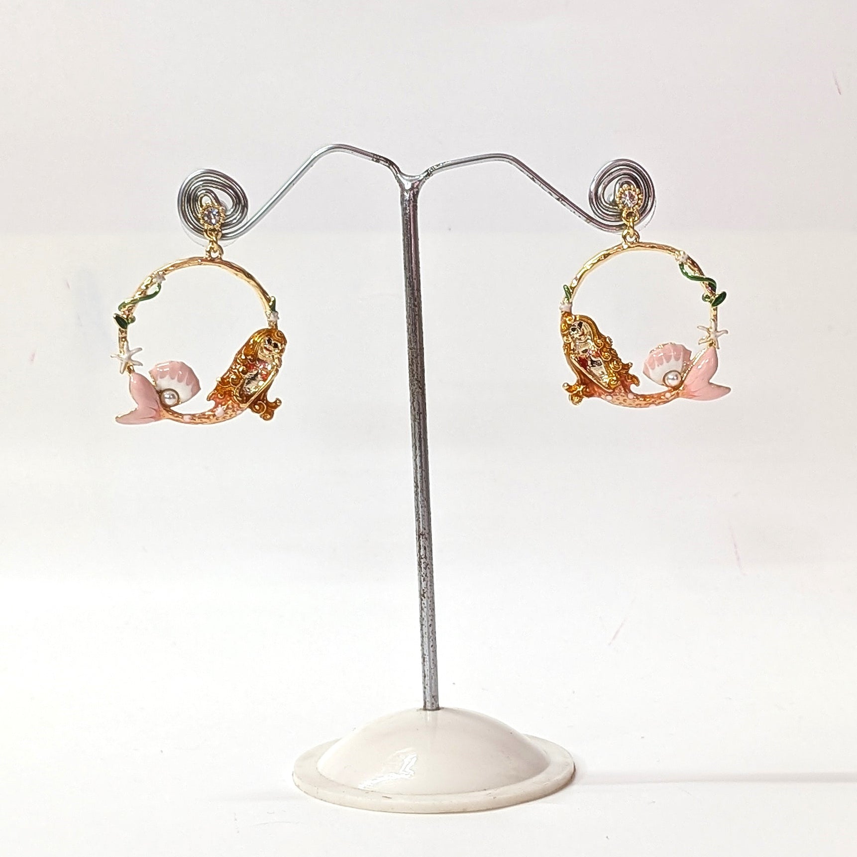 Mermaid Hoop Pink Ocean Inspired Earrings