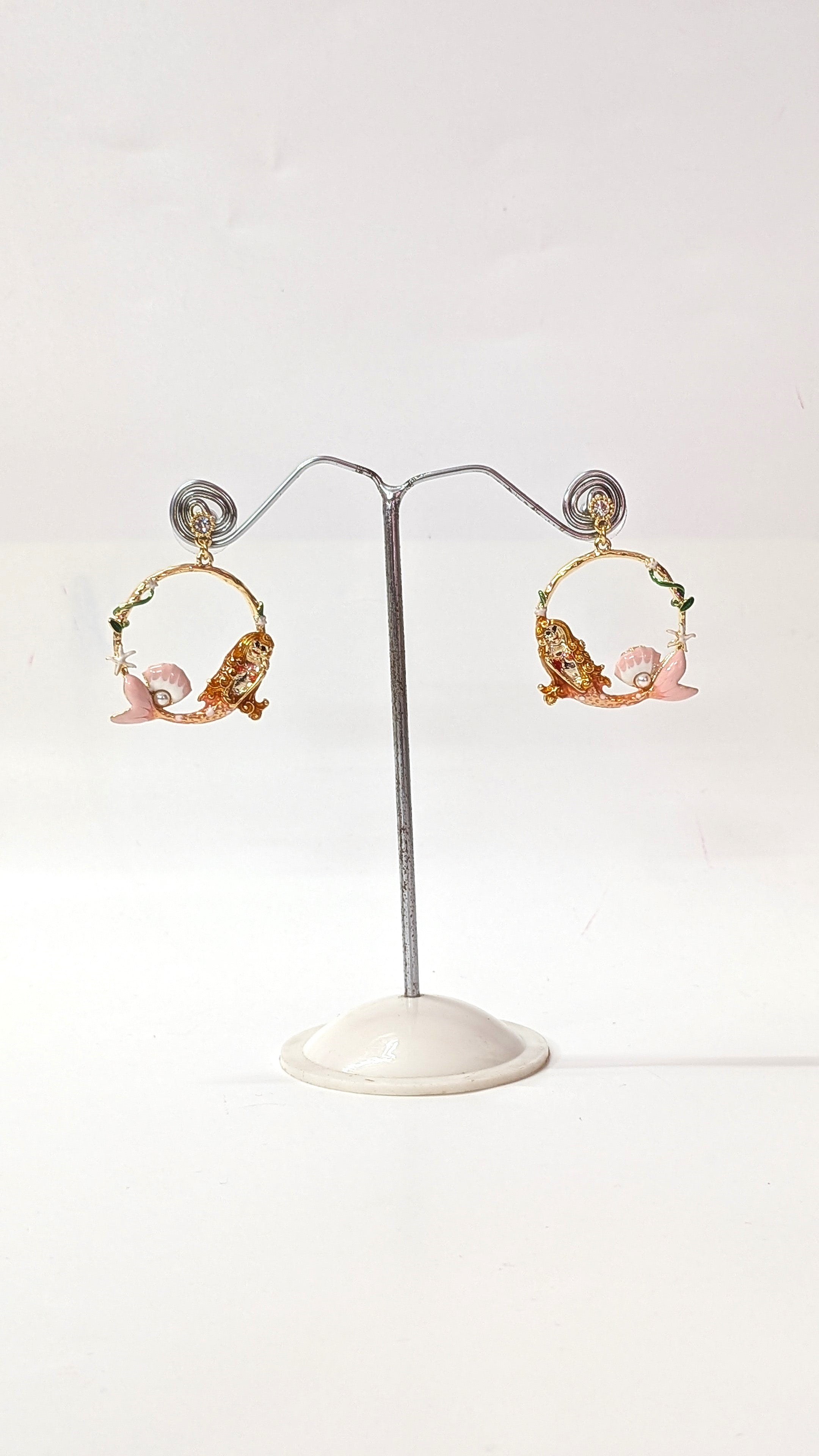 Mermaid Hoop Pink Ocean Inspired Earrings