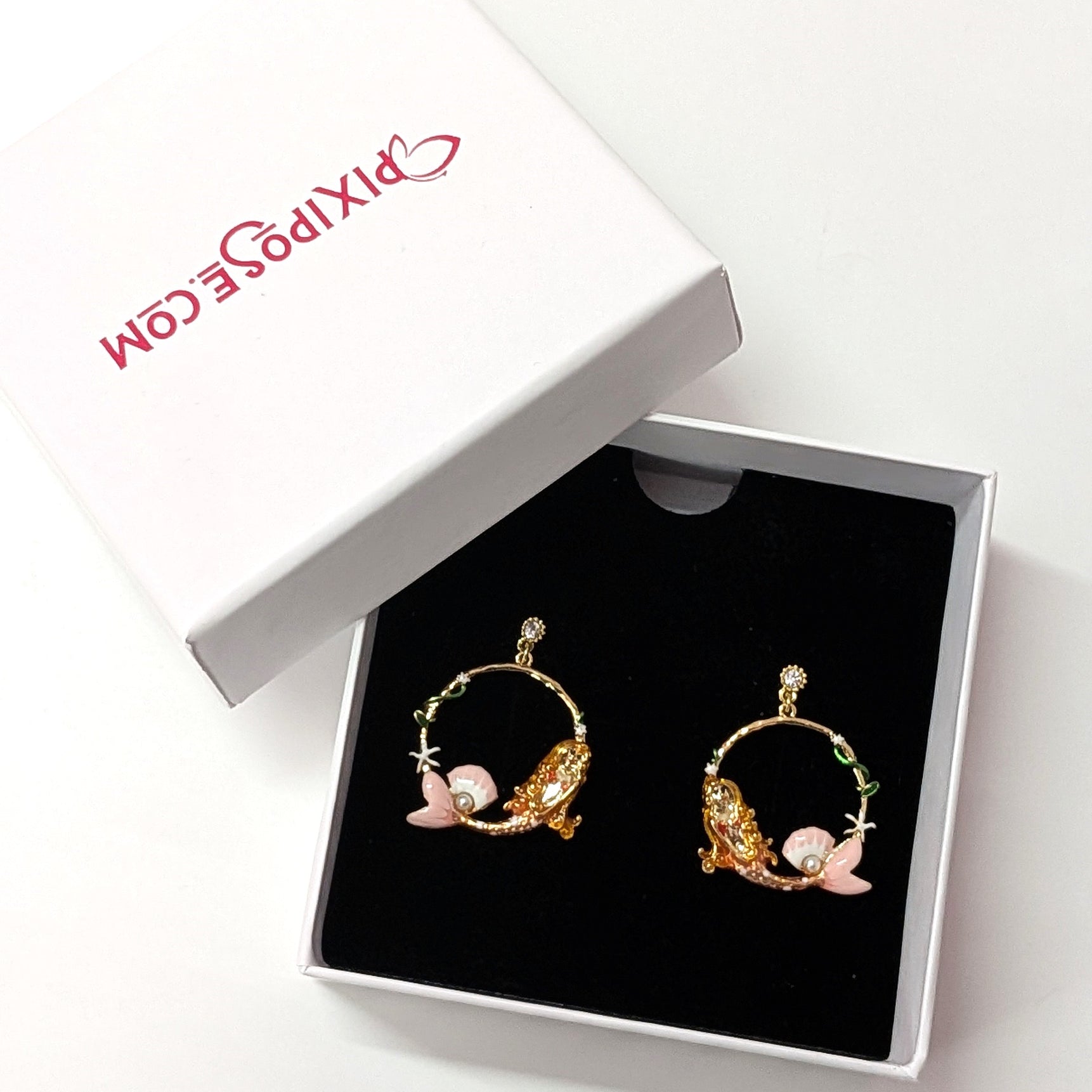 Mermaid Hoop Pink Ocean Inspired Earrings