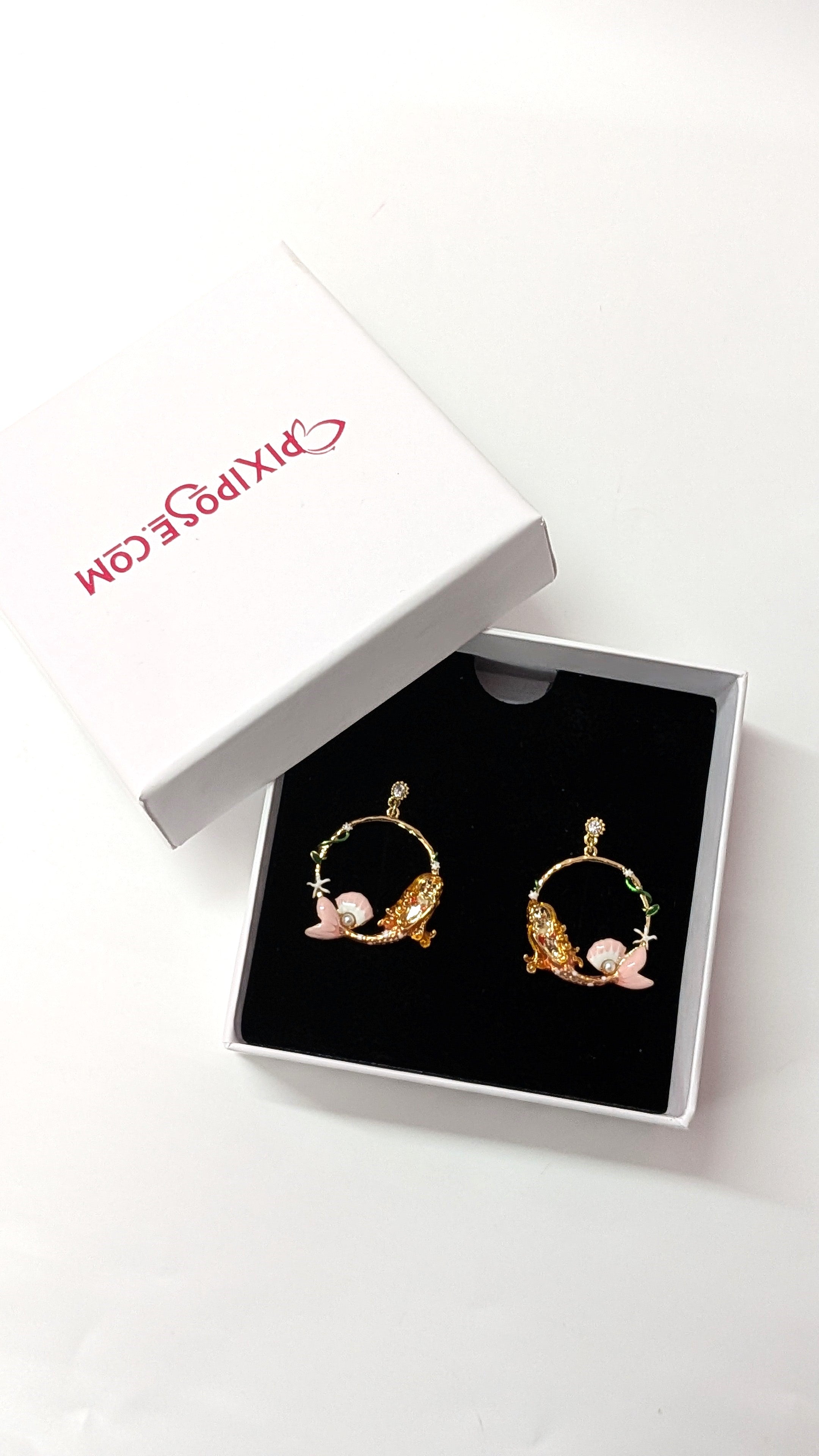 Mermaid Hoop Pink Ocean Inspired Earrings