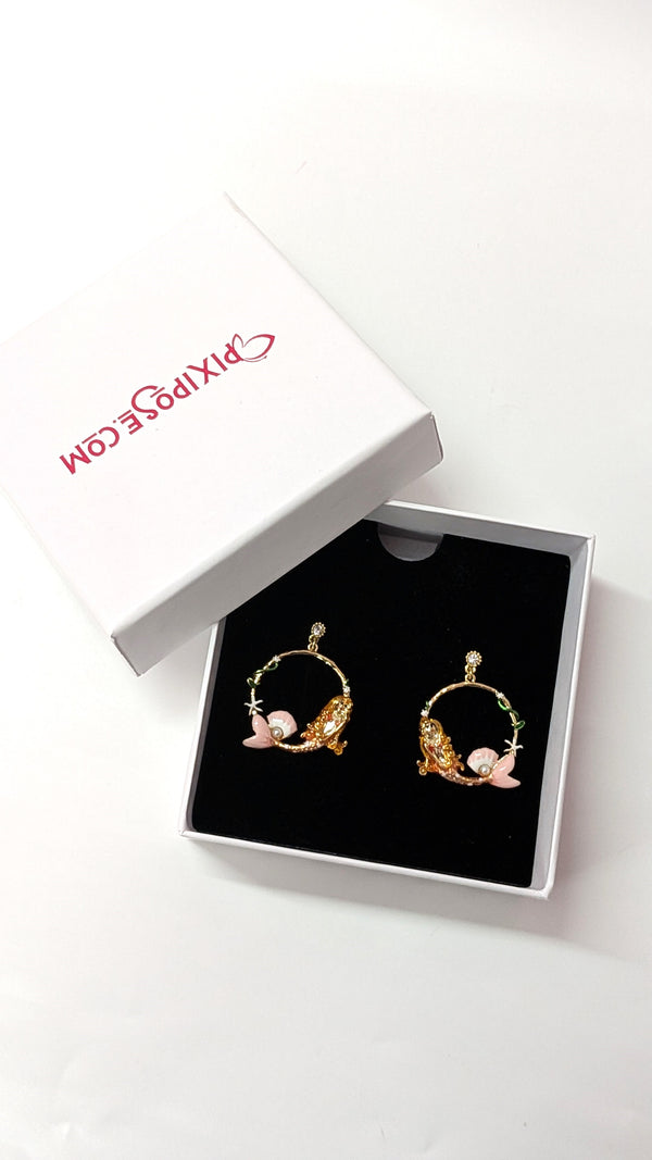 Mermaid Hoop Pink Ocean Inspired Earrings