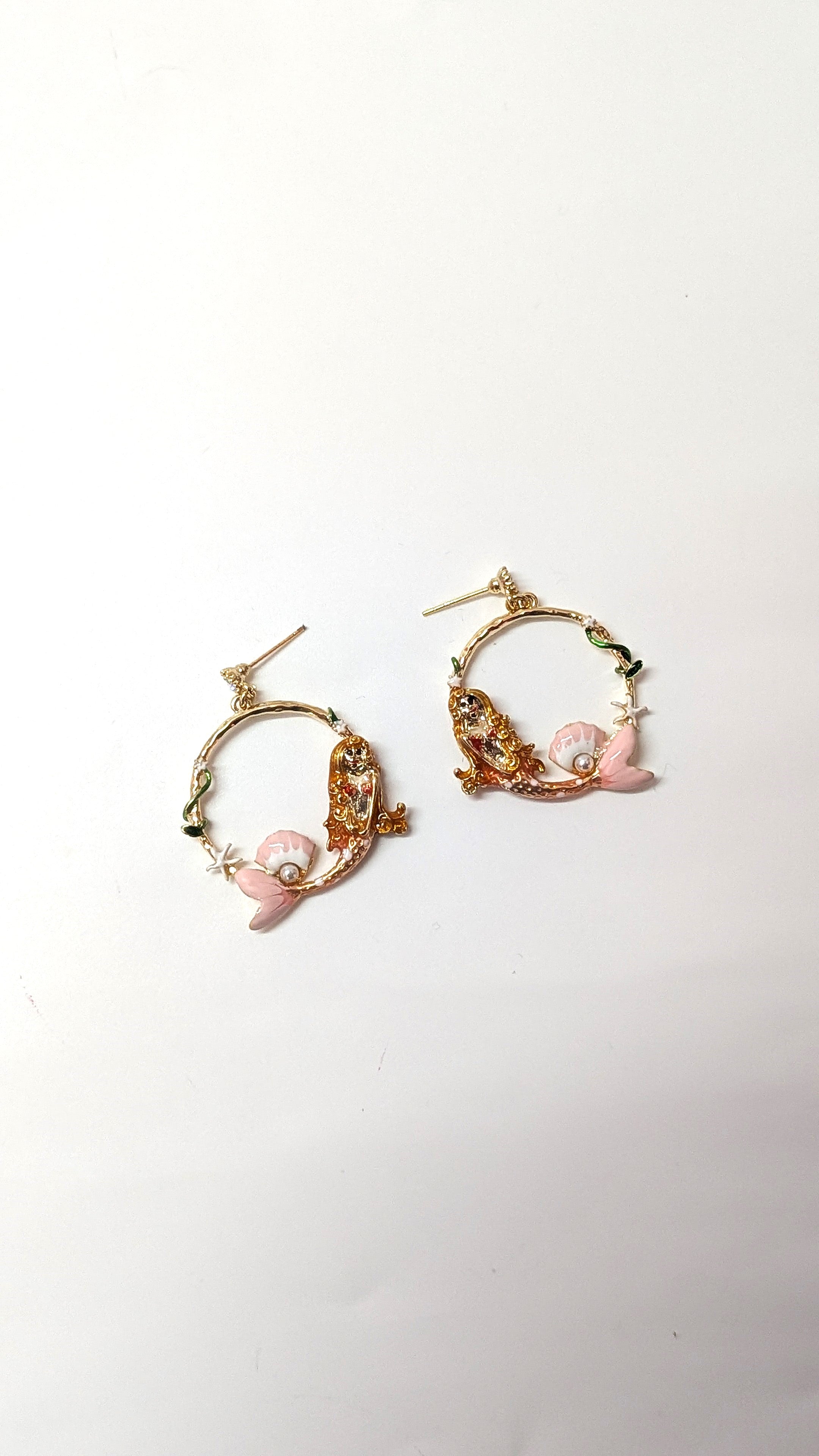 Mermaid Hoop Pink Ocean Inspired Earrings