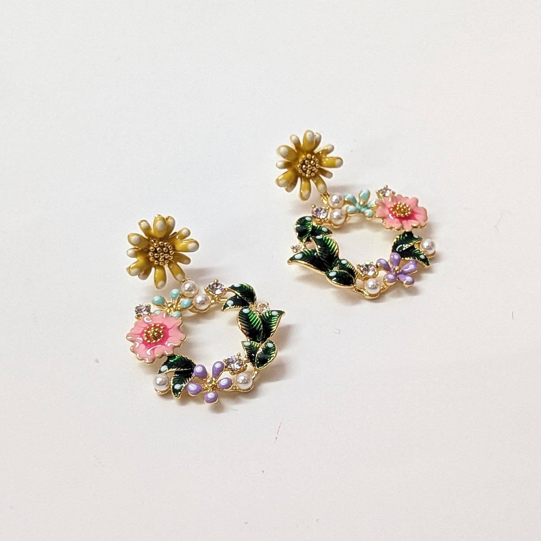 Colorful Floral Hoop Earrings – Spring Garden Style for Women