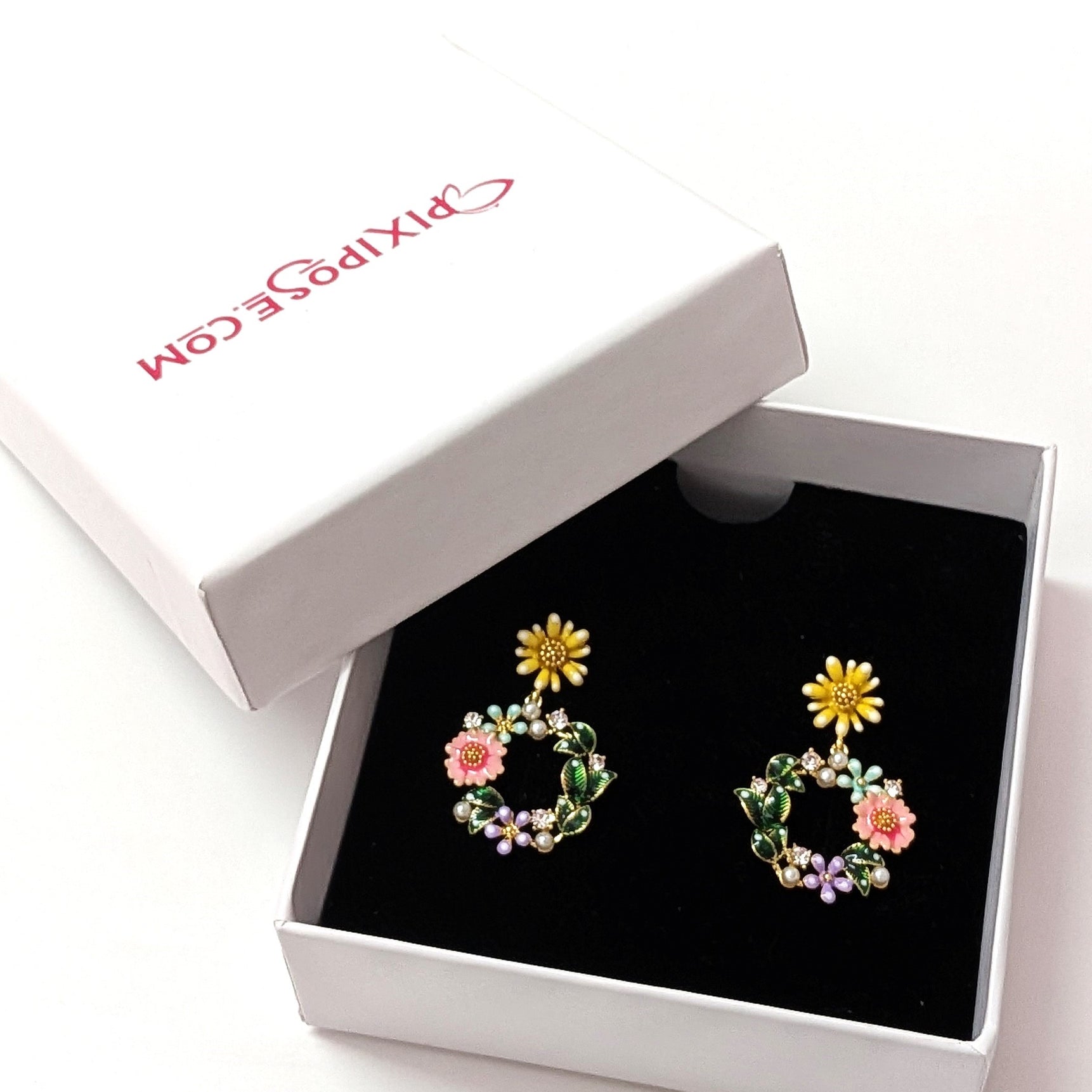Colorful Floral Hoop Earrings – Spring Garden Style for Women