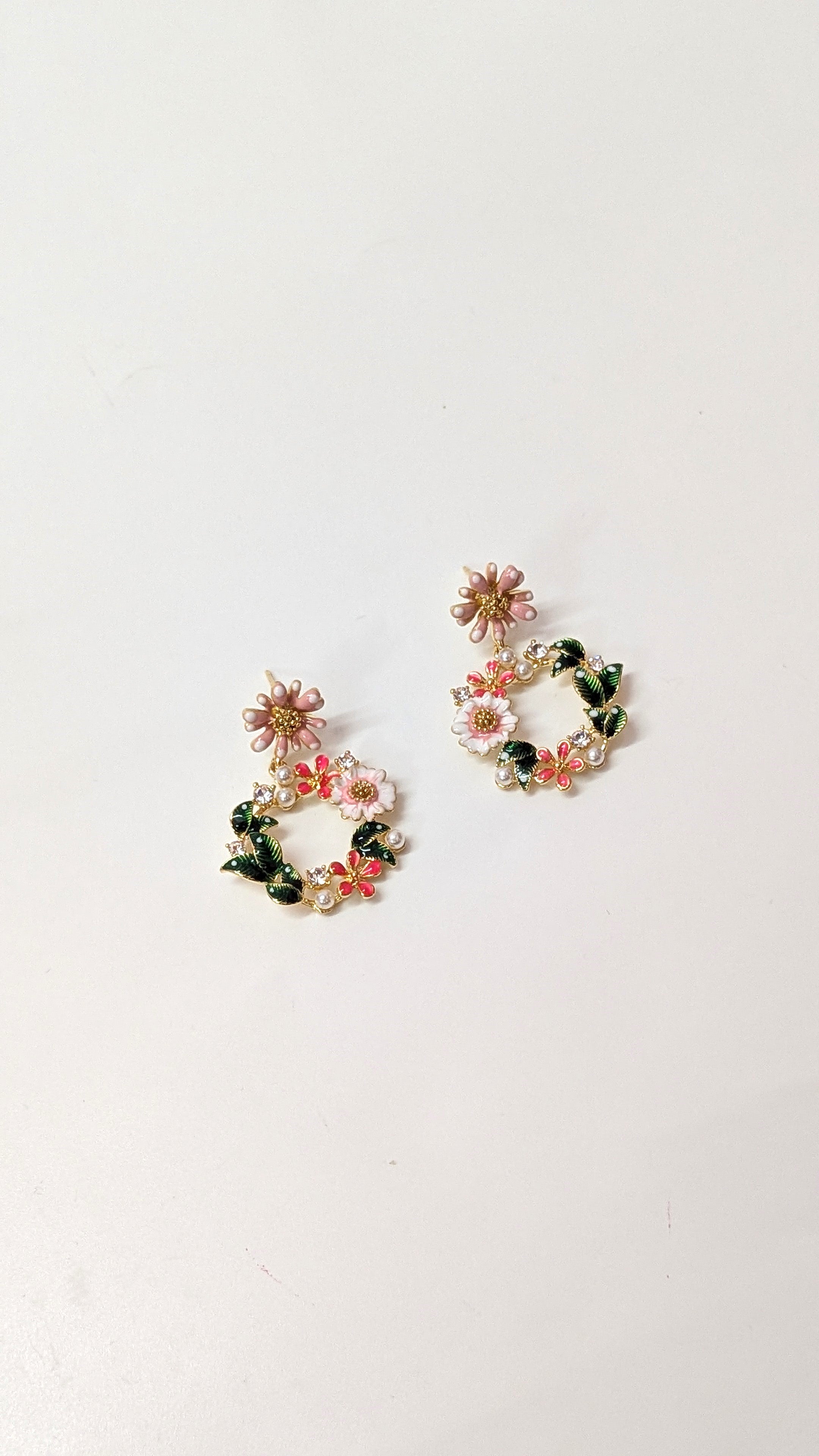 Pastel Floral Hoop Earrings – Garden Vine Design for Women