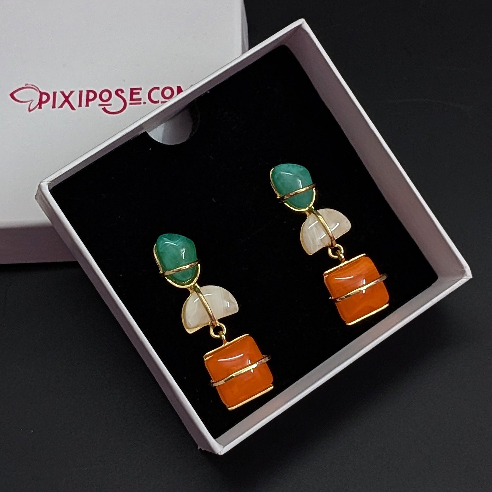 Tangerine Mint Drop Earrings