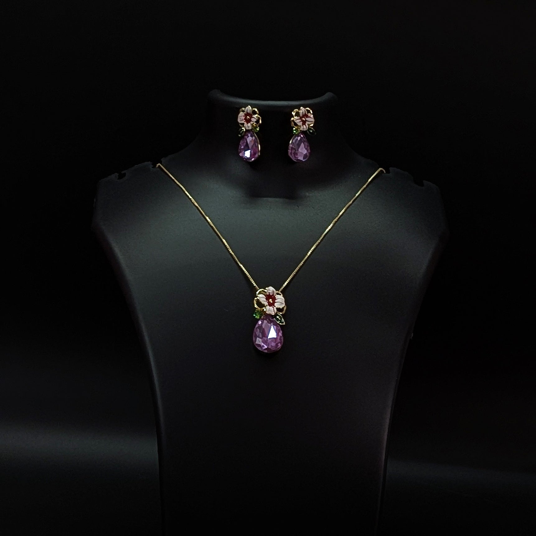 Royal Purple Floral Crystal Jewelry Set