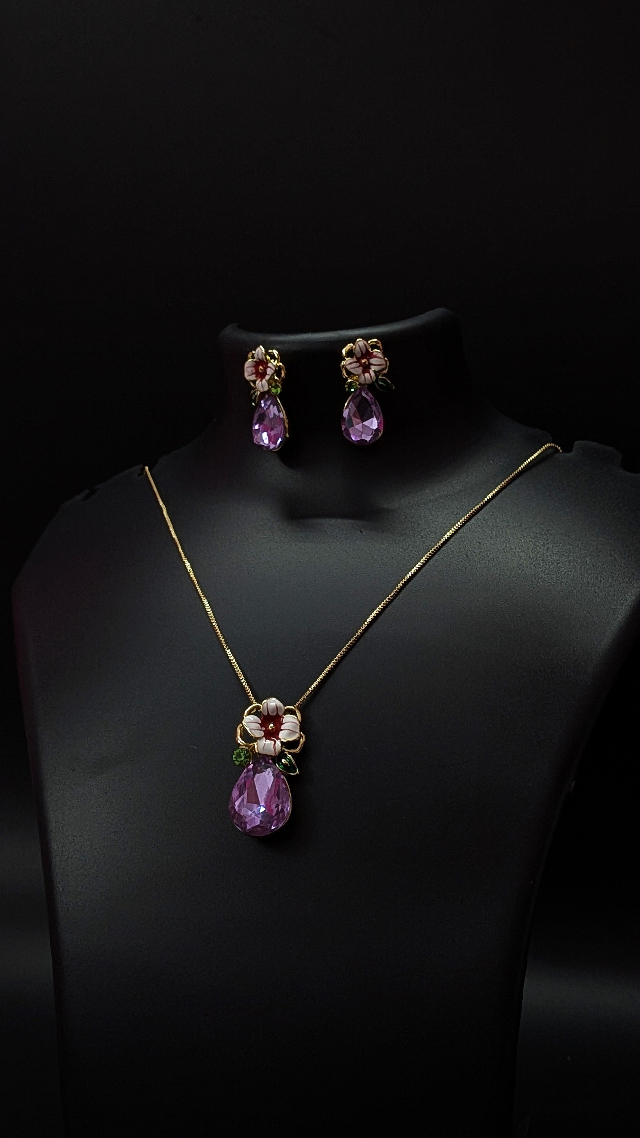 Royal Purple Floral Crystal Jewelry Set