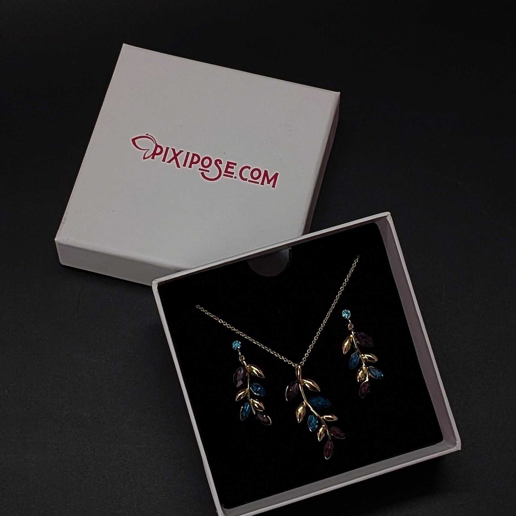 Elegant Leaf Floral Pendant Set with Danglers