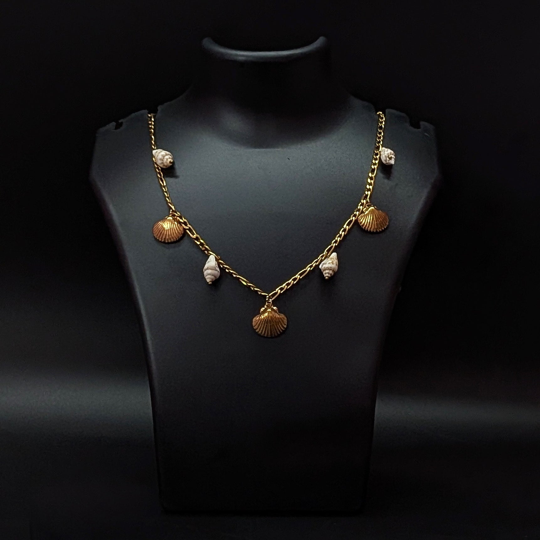Gold Shell Pearl Charm Necklace