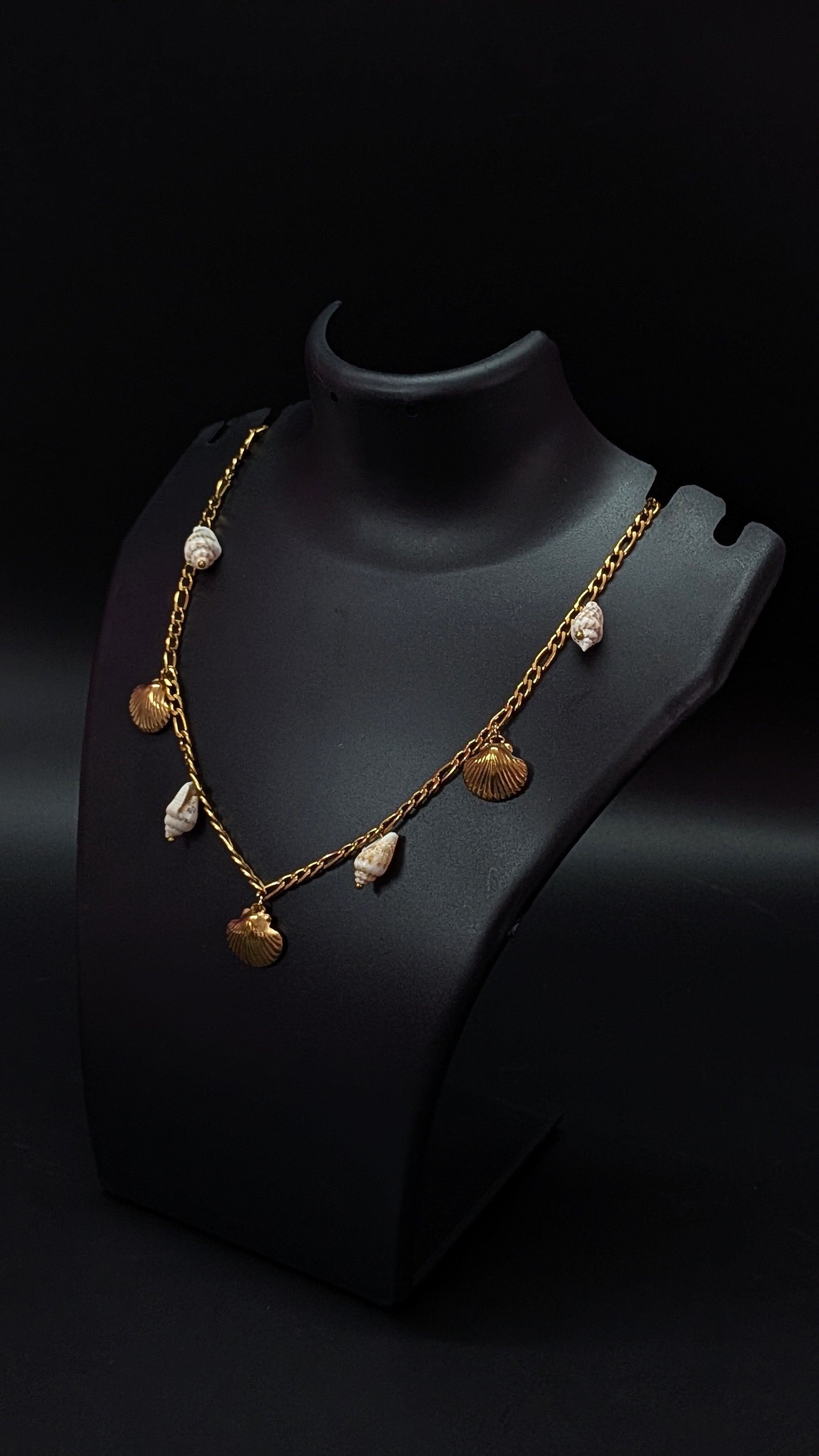 Gold Shell Pearl Charm Necklace