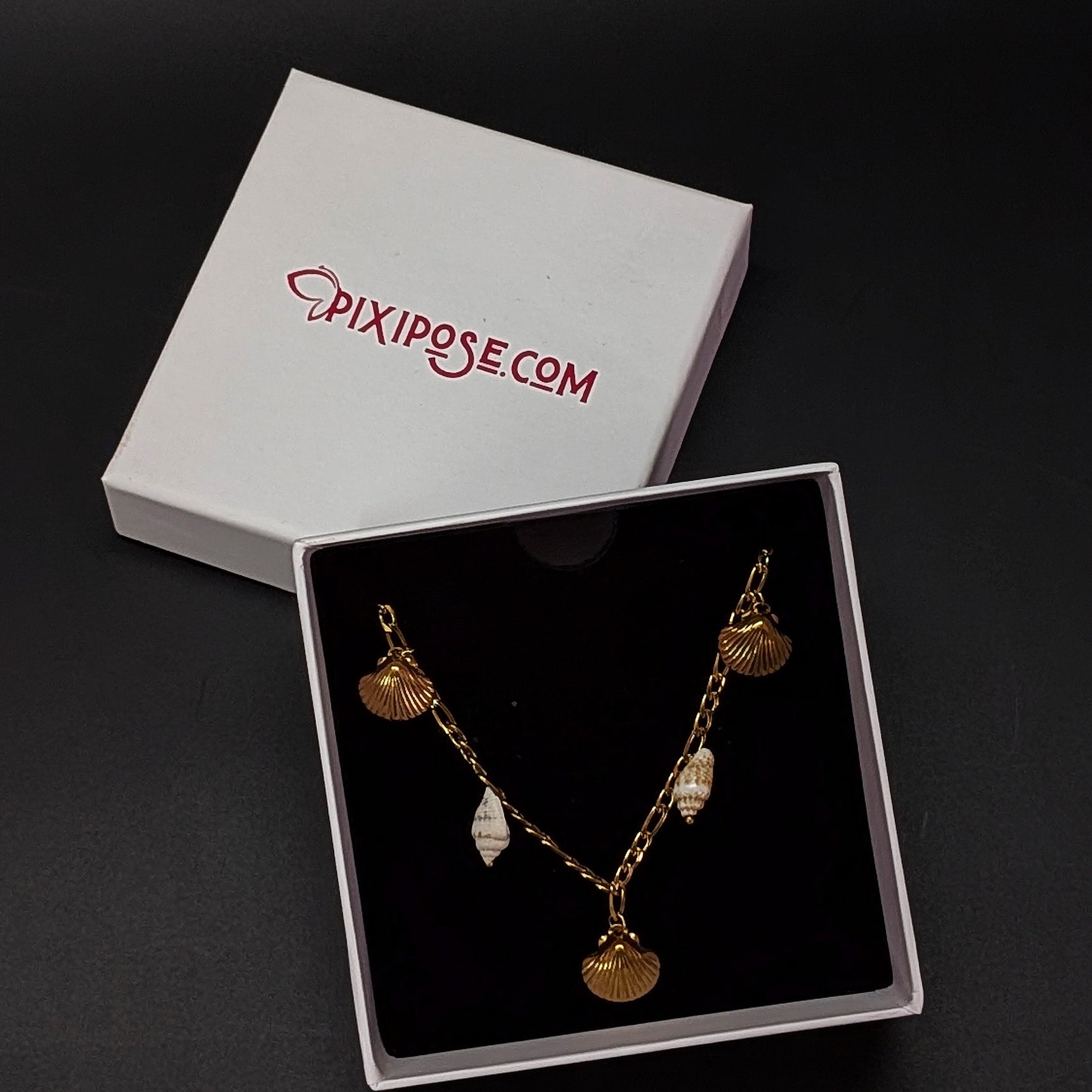 Gold Shell Pearl Charm Necklace