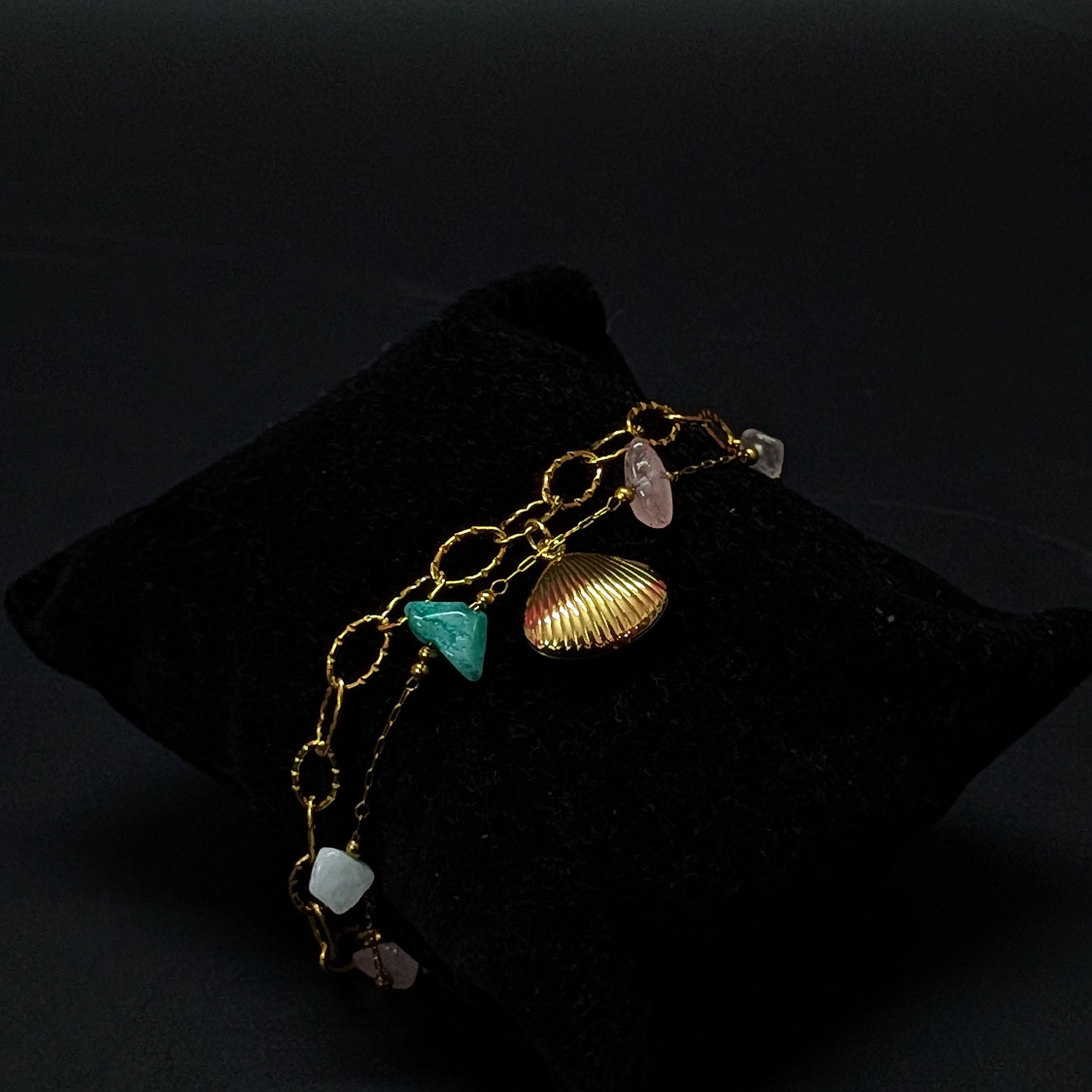 Gold Shell Boho Beach Stone Bracelet